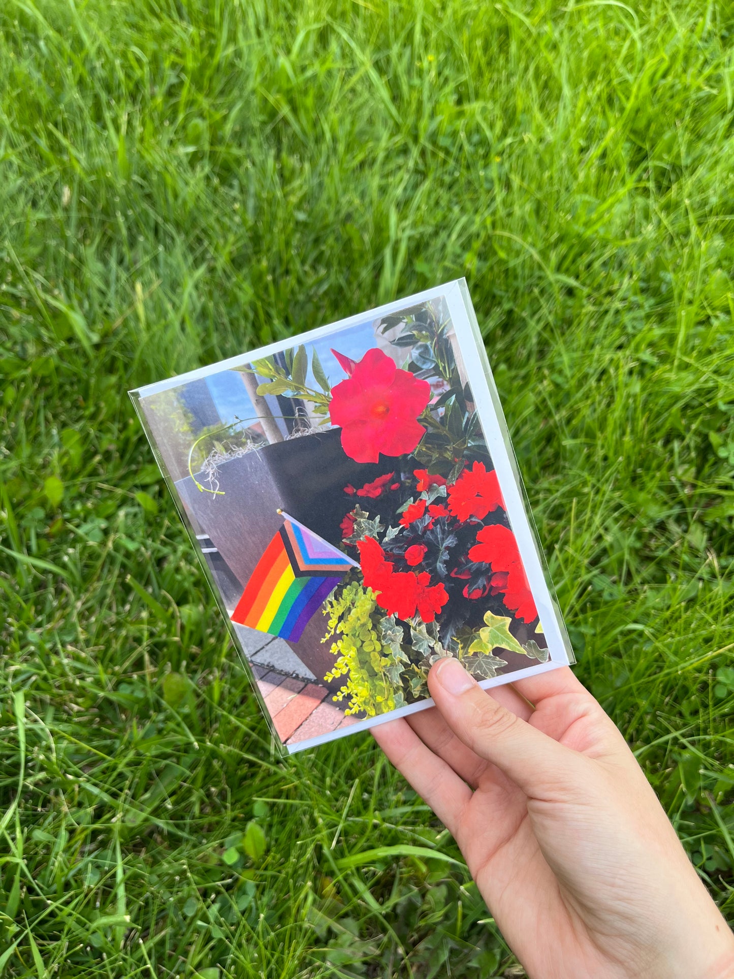 Progressive Pride Flag in Flower Pot Card