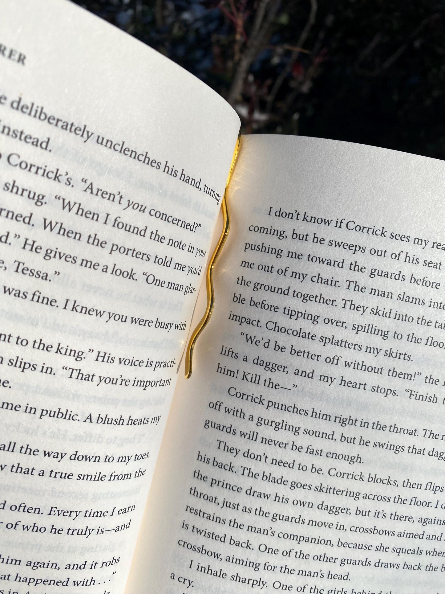 Forget Me Not Flower Bookmark in Gold