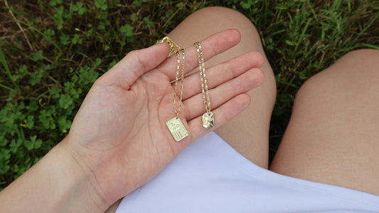 Love Letter Gold Mail Inspired Sunburst Charm Necklace in Postcard or Card