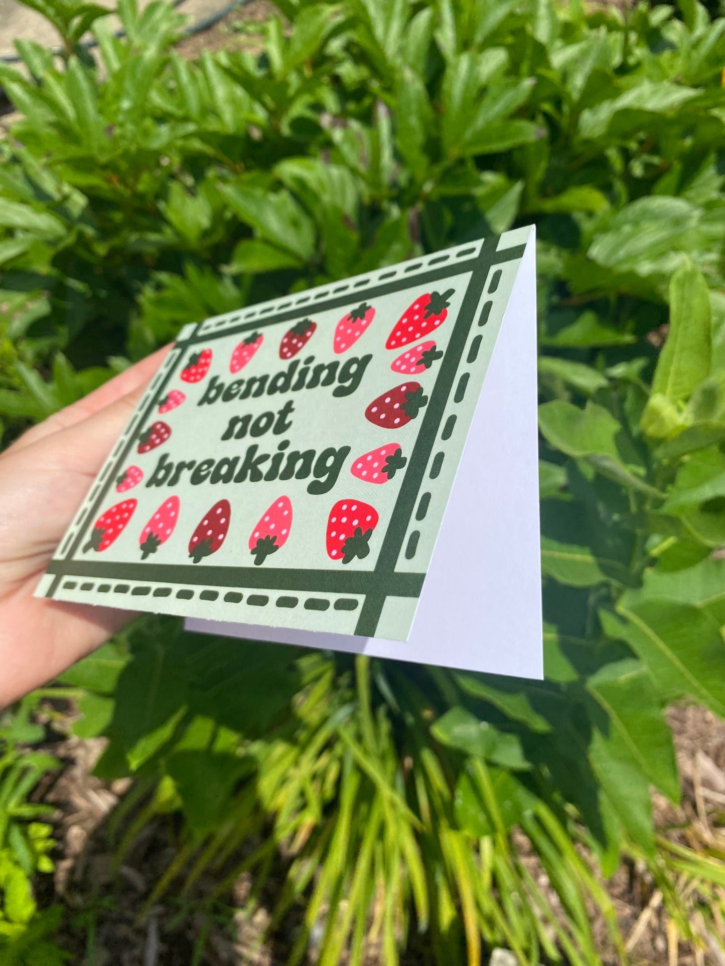 Bending Not Breaking Strawberry Postcard/Card