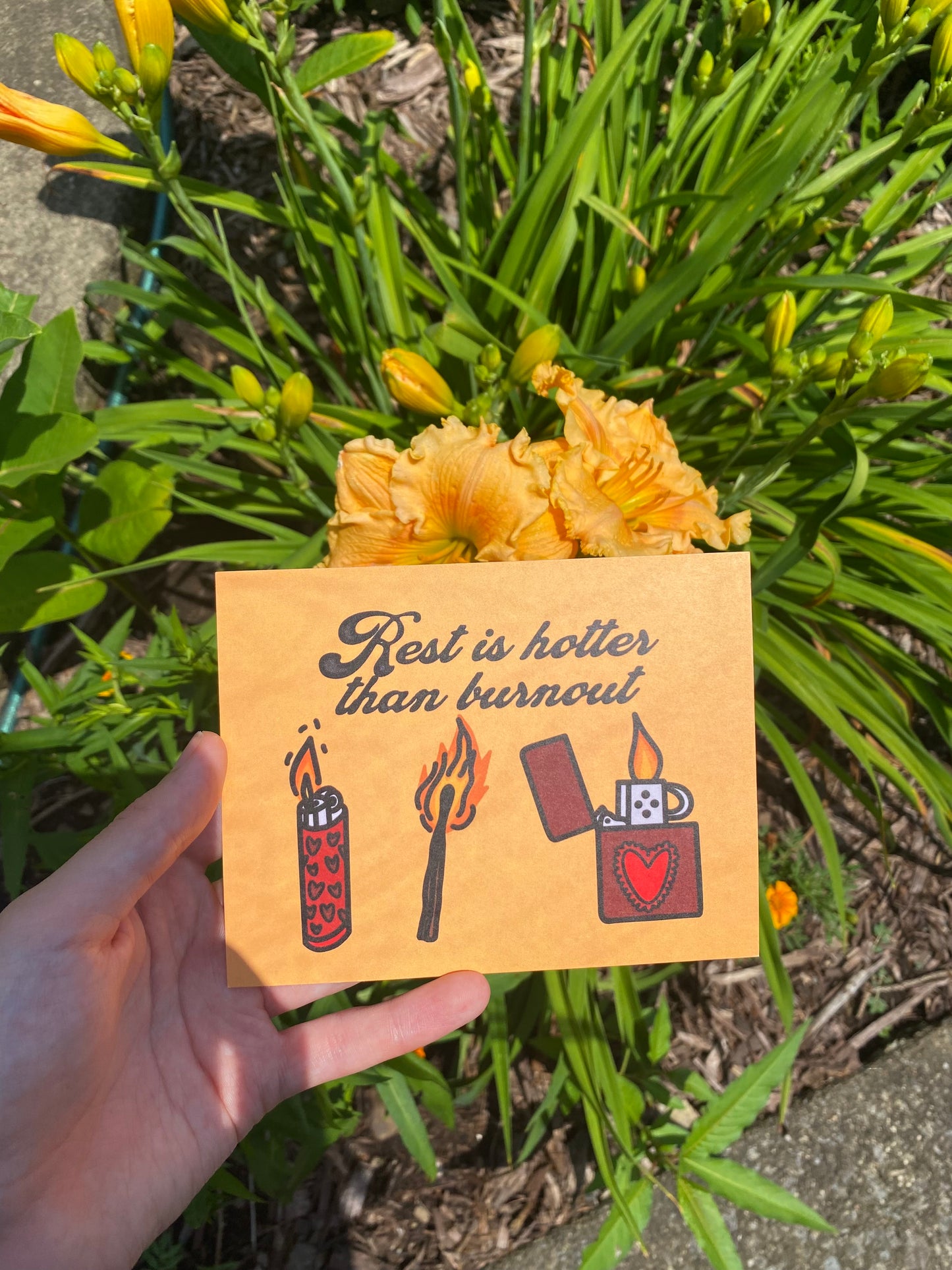 Rest Is Hotter Than Burnout Fire Card/Postcard