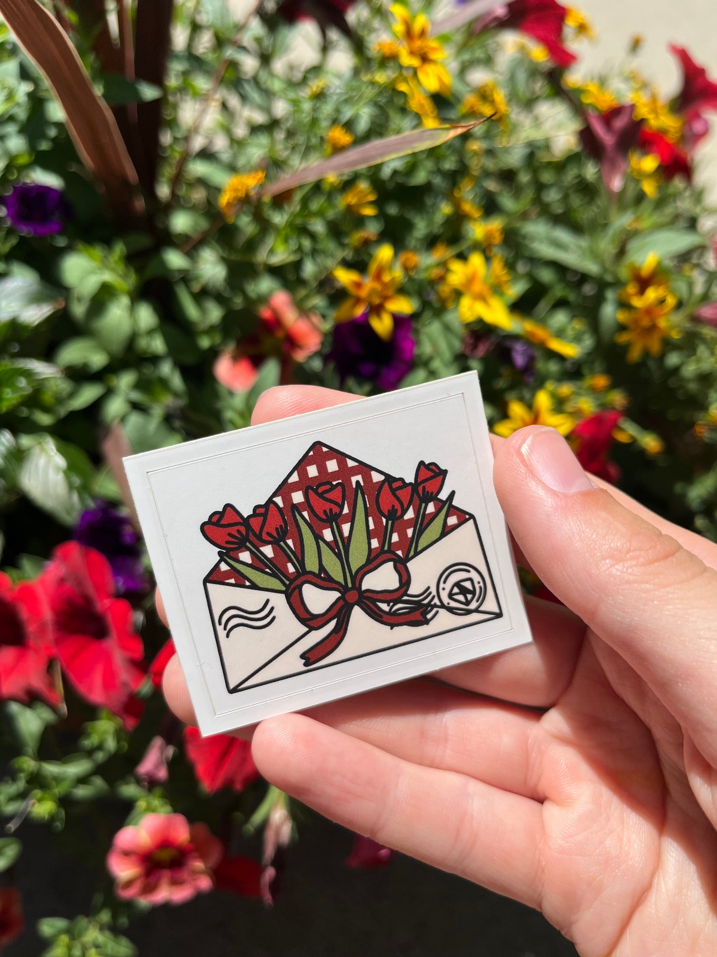 Red Tulip Flower Envelope Sticker