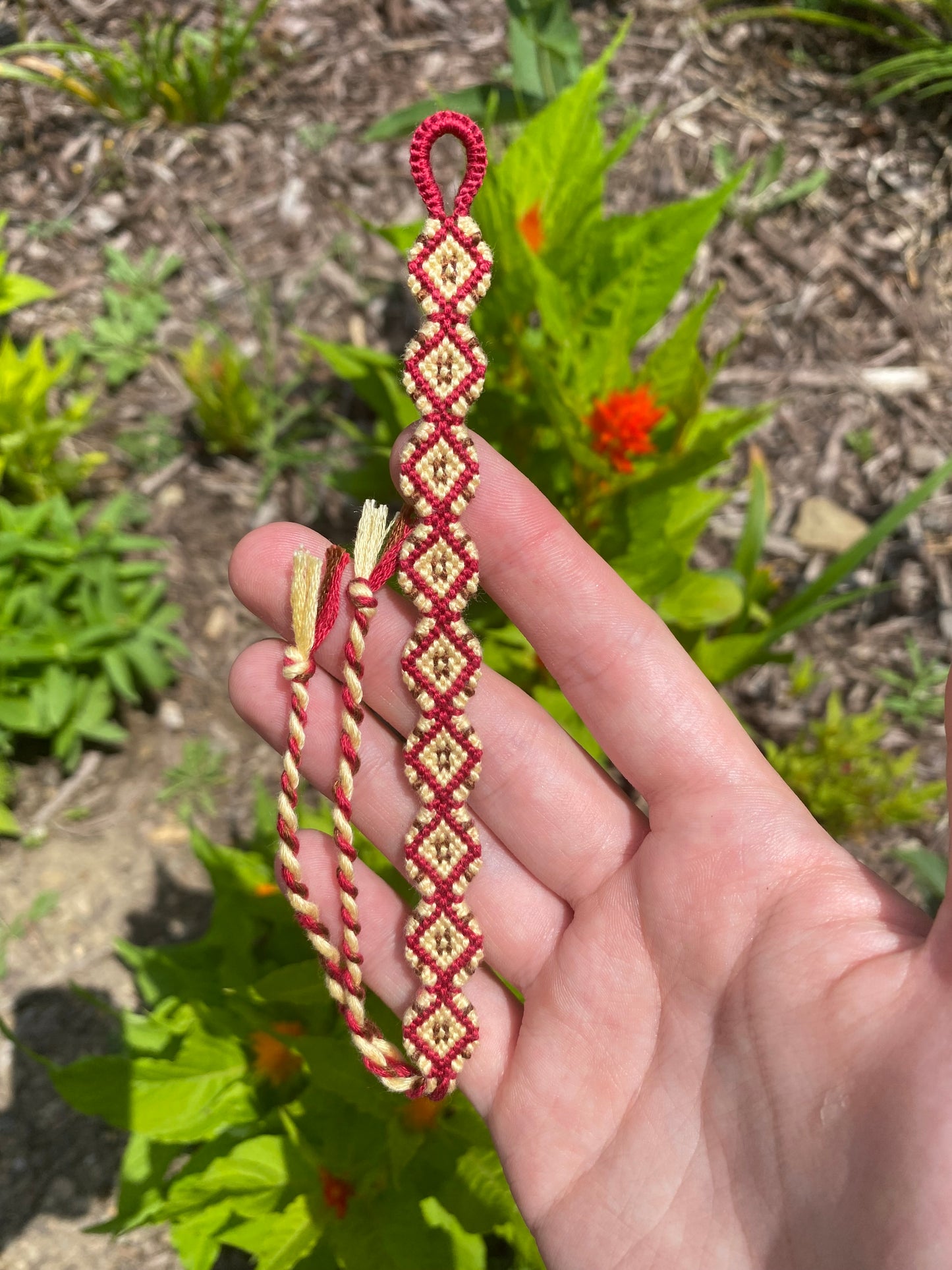 Apple Core/Slice Shaped Knotted Embroidery Floss Friendship Bracelet