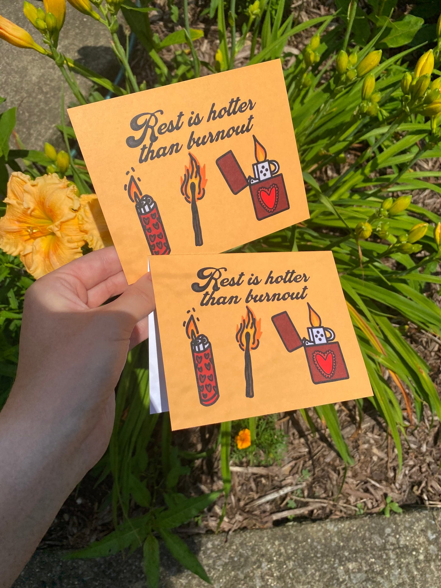 Rest Is Hotter Than Burnout Fire Card/Postcard