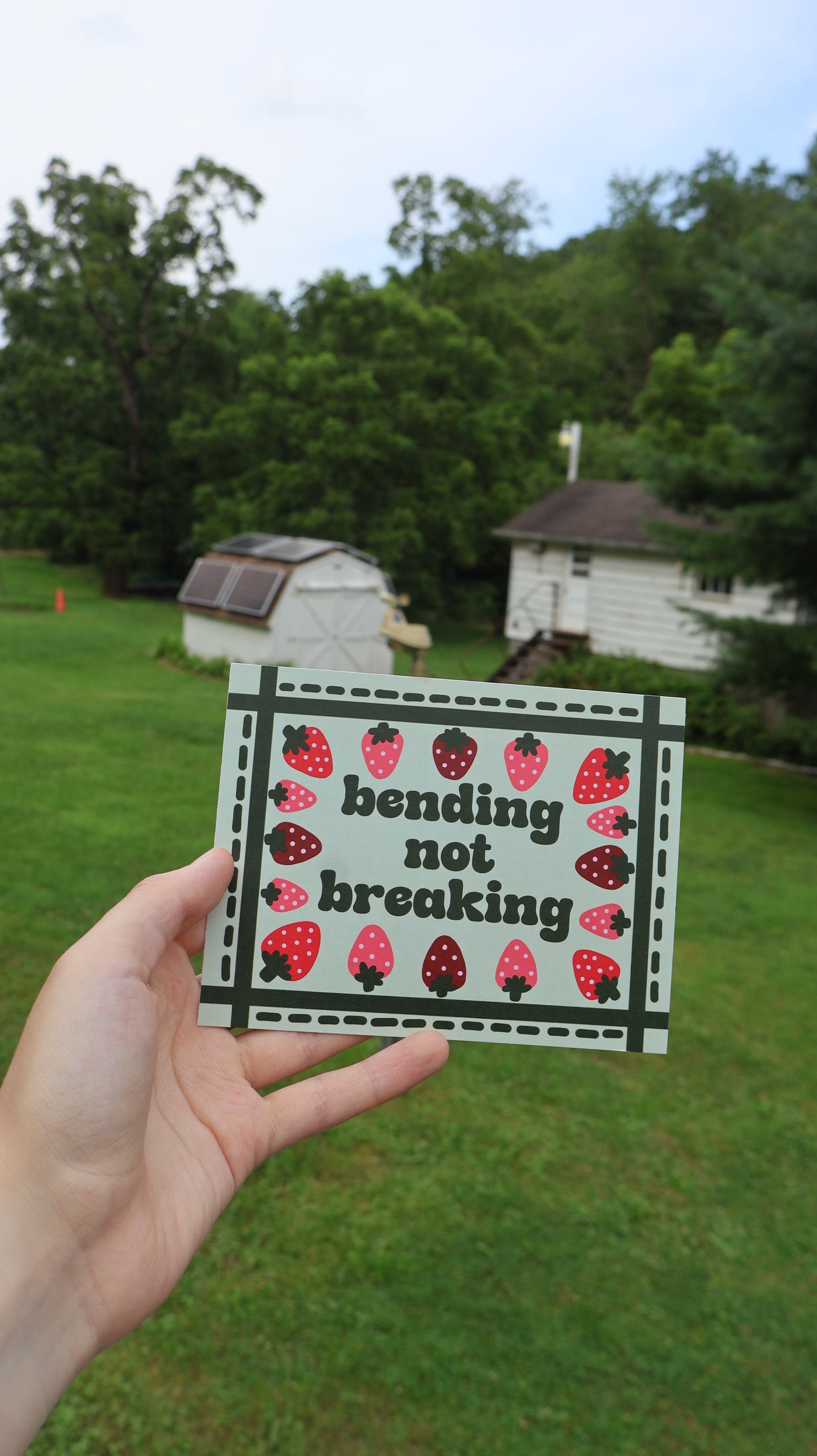 Bending Not Breaking Strawberry Postcard/Card