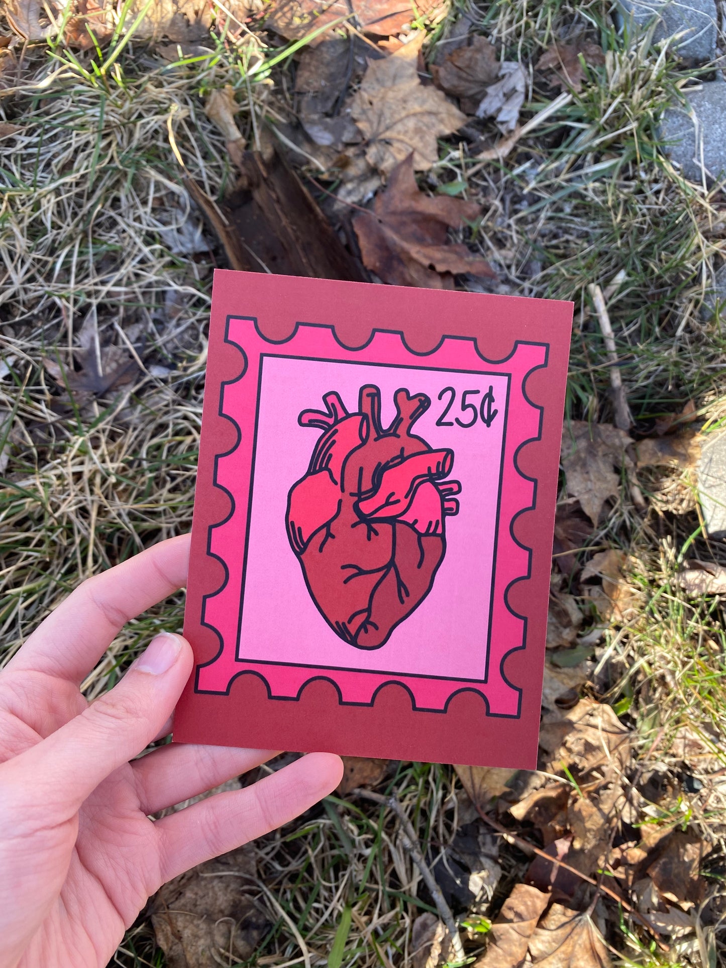 Anatomical Heart Postage Stamp Design Postcard