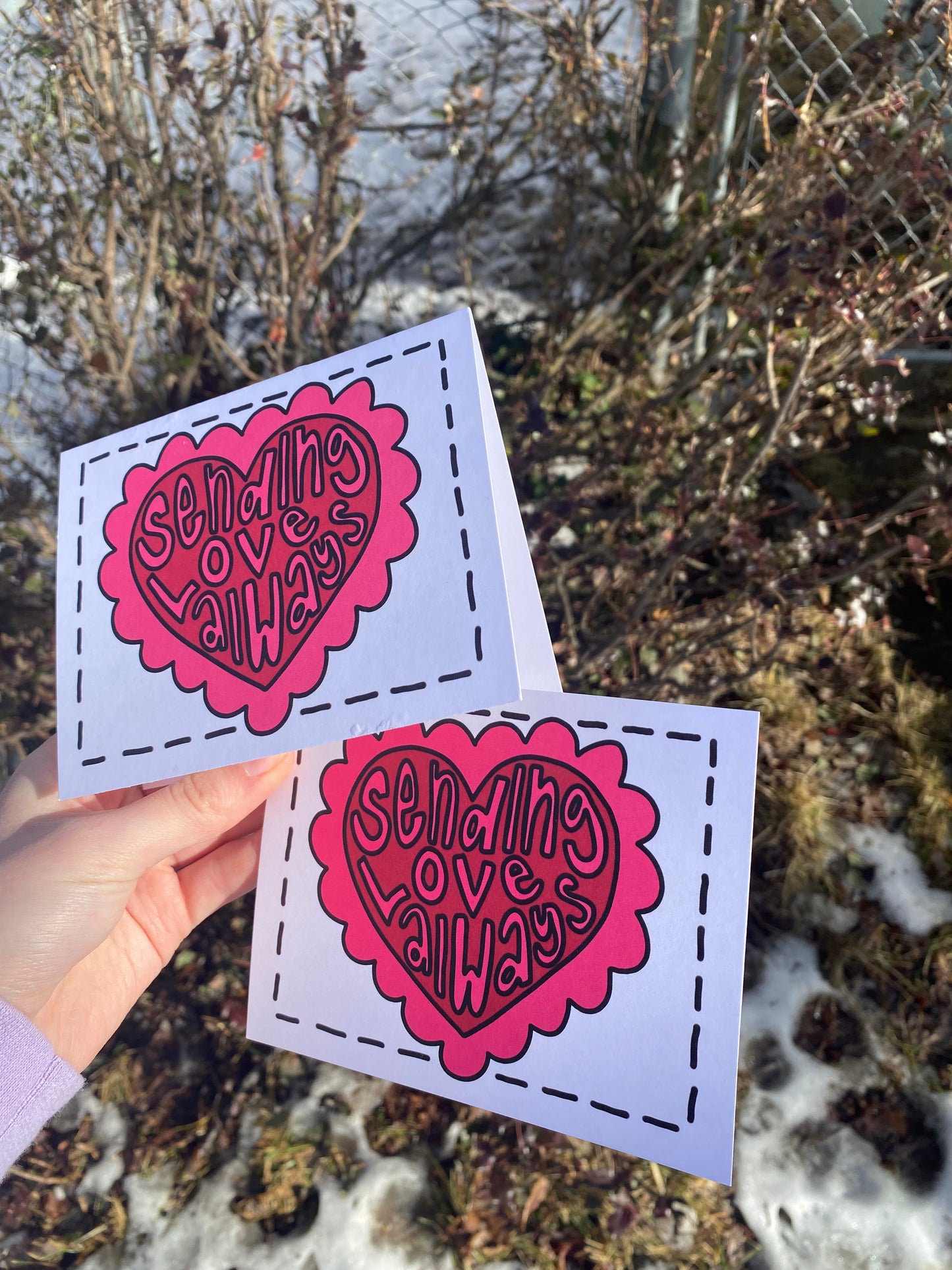 Sending Love Always Pink Heart Card or Postcard