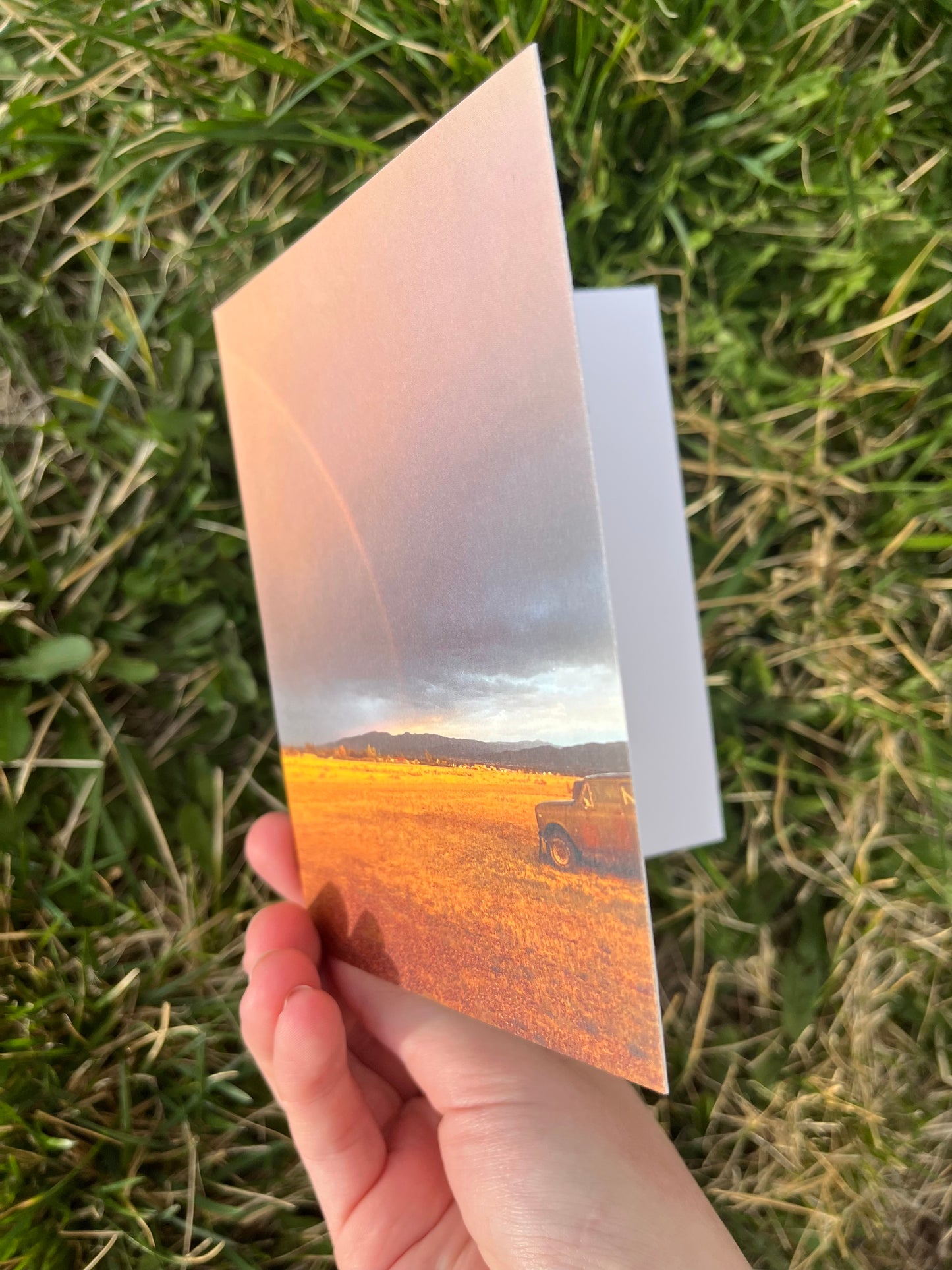 Scout 2 and Rainbow Scenic View Photography Card
