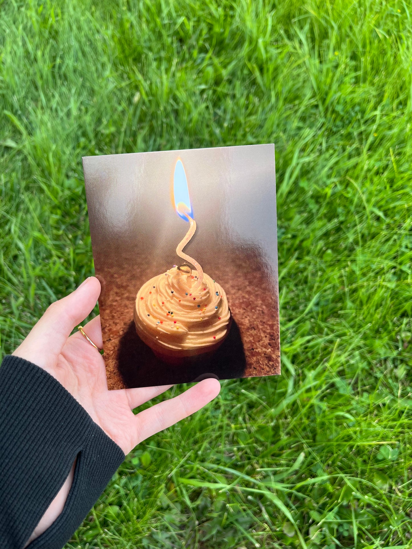 Single Candle in a Cupcake Postcard