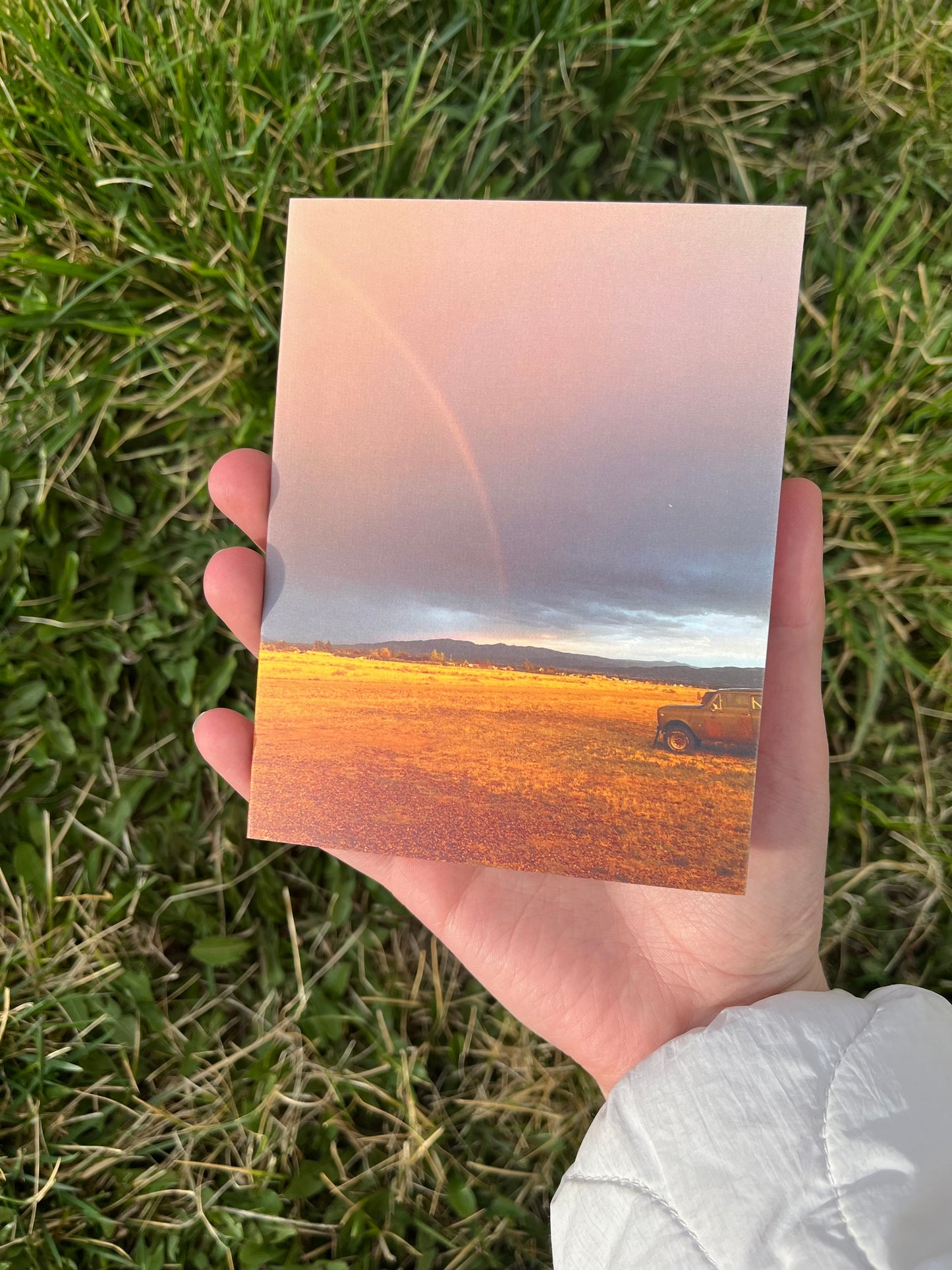 Scout 2 and Rainbow Scenic View Photography Card