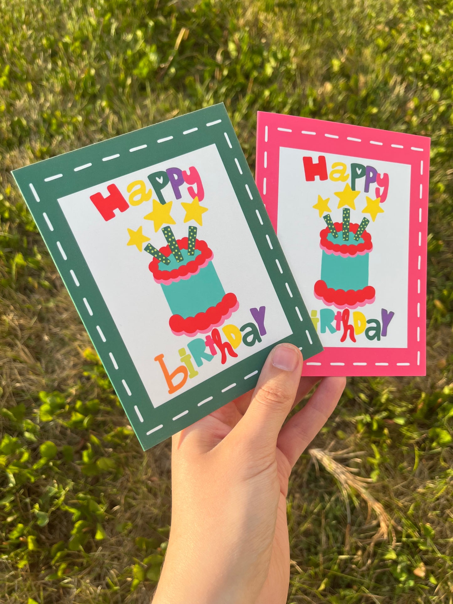 Happy Birthday Cake Colorful Card