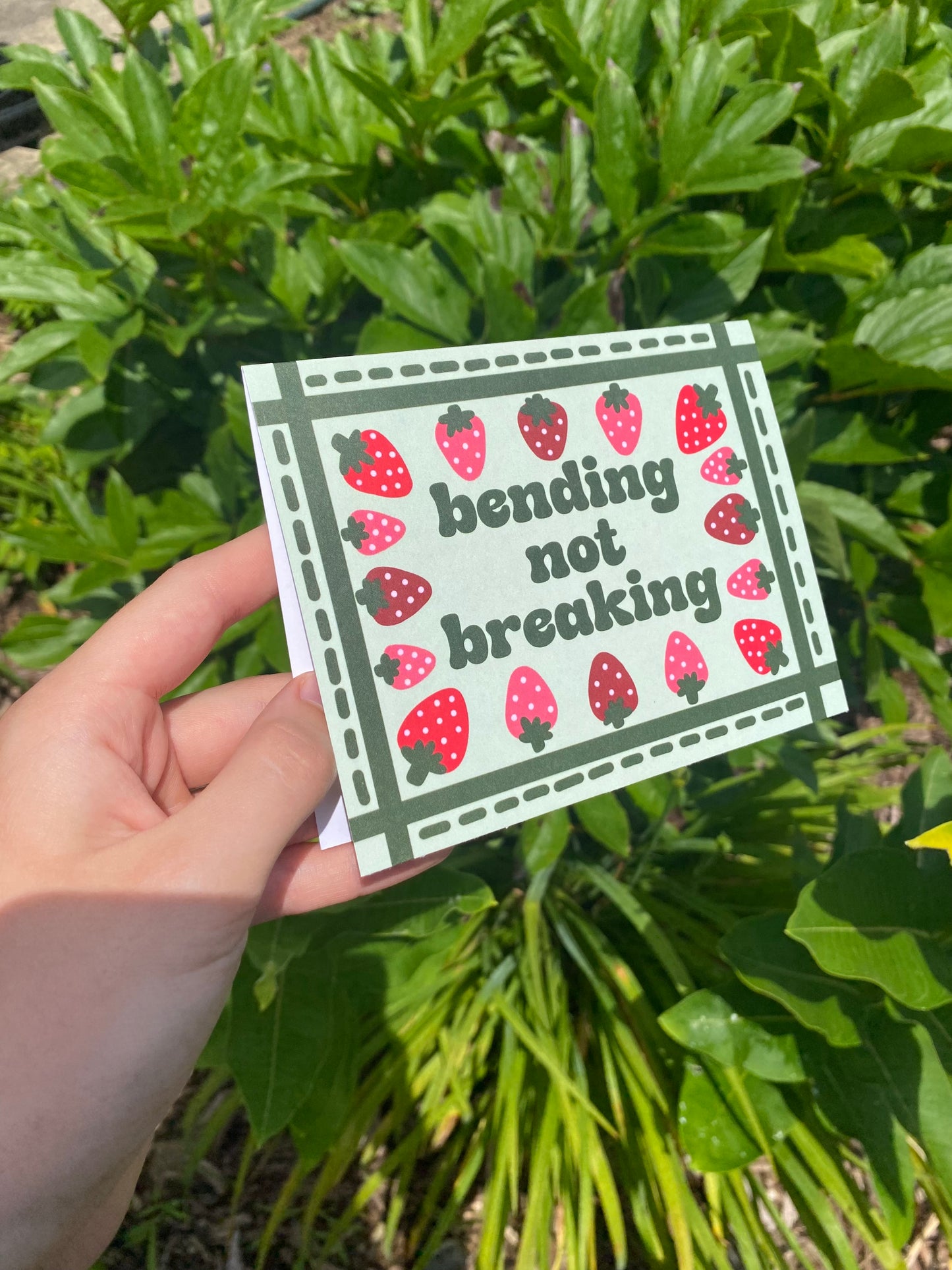 Bending Not Breaking Strawberry Postcard/Card