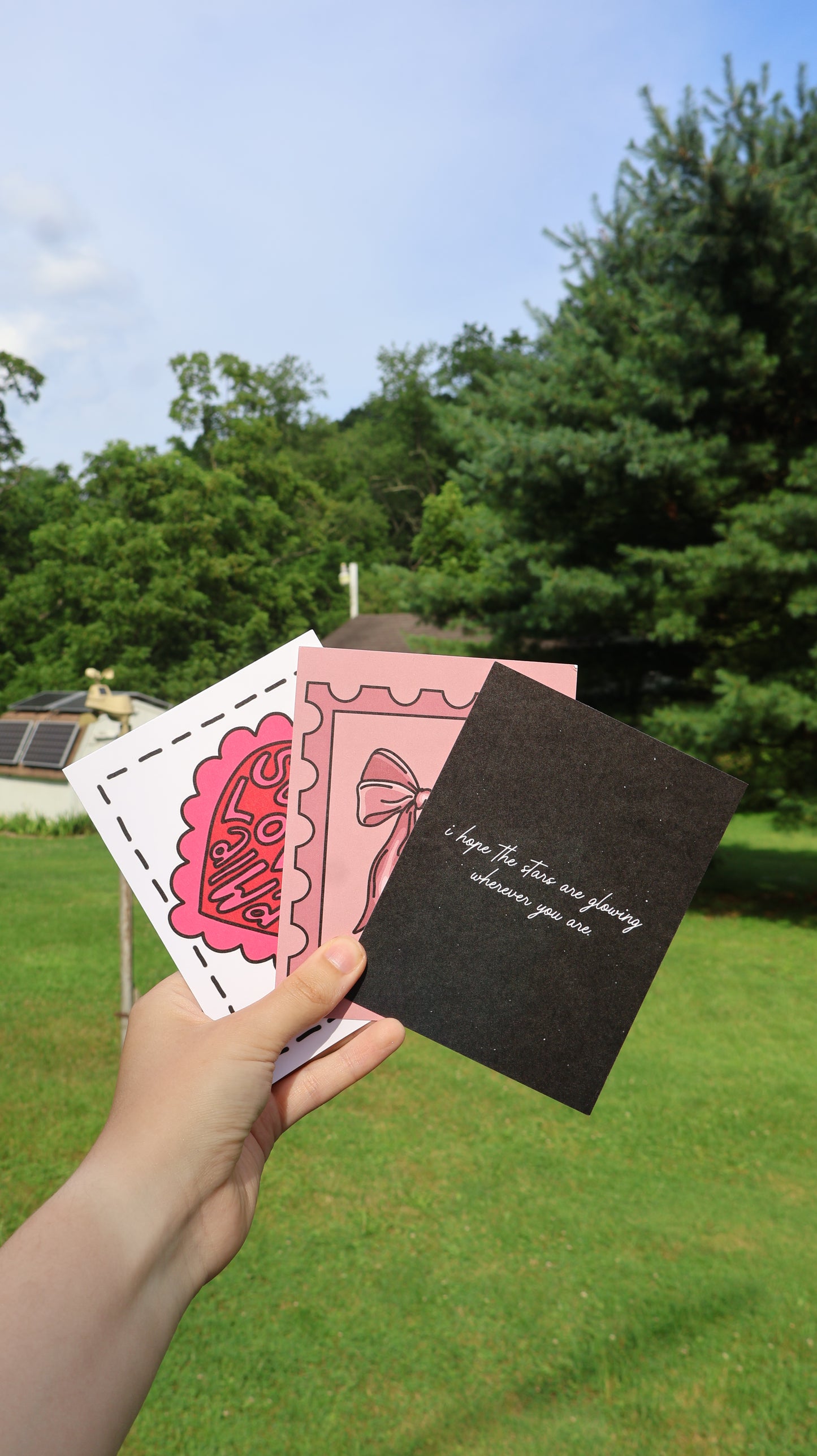 Bow Postage Stamp Design Postcard in Pink or Green