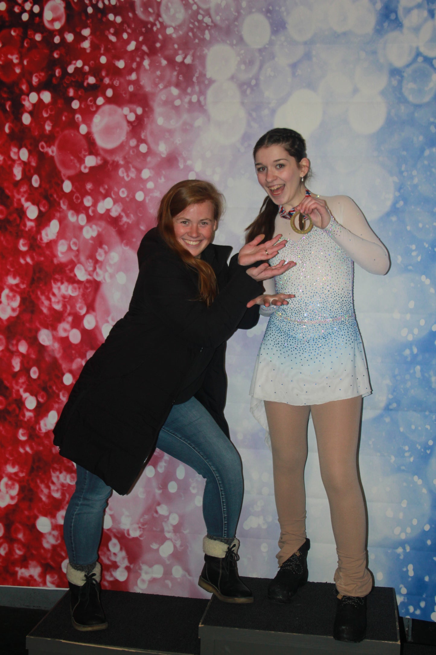 Ice Figure Skating Aquamarine Gemstone Silver Charm Necklace