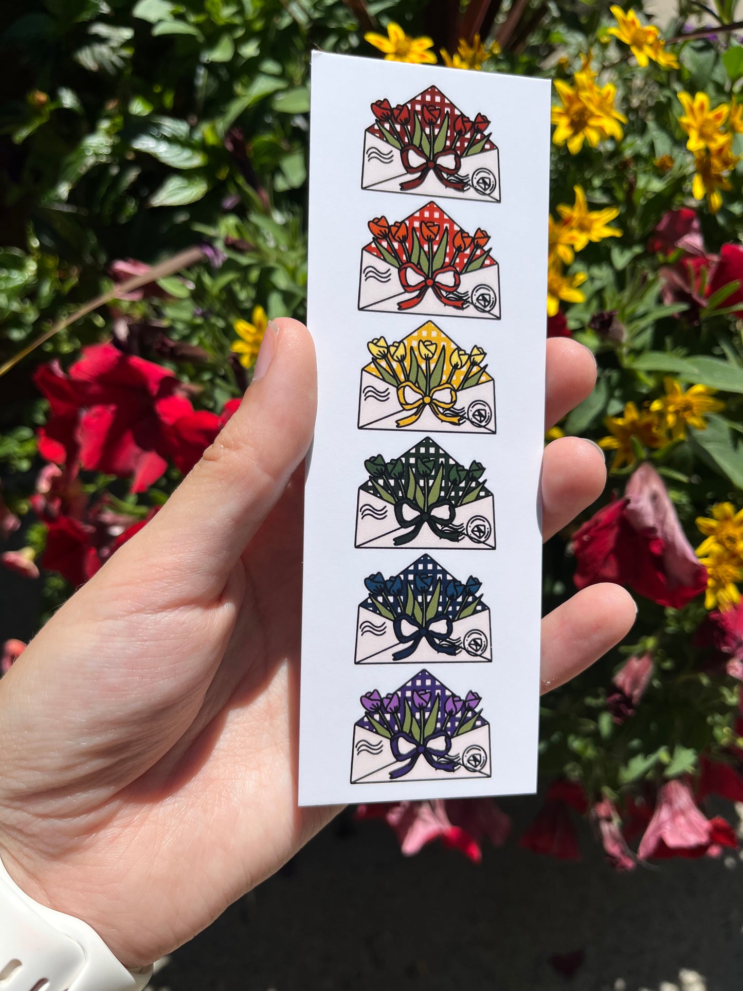 Rainbow Tulip Envelope Bookmark