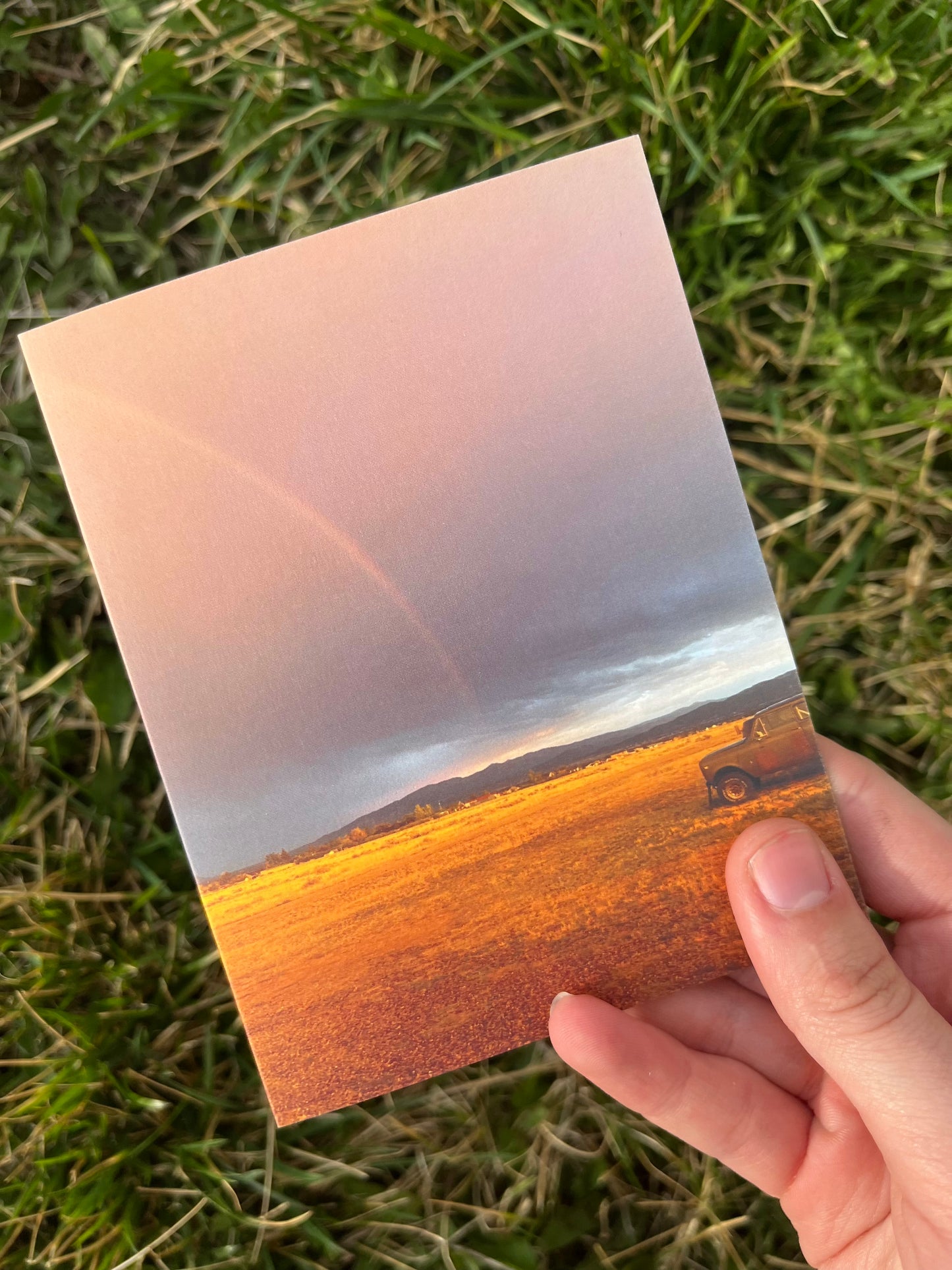 Scout 2 and Rainbow Scenic View Photography Card