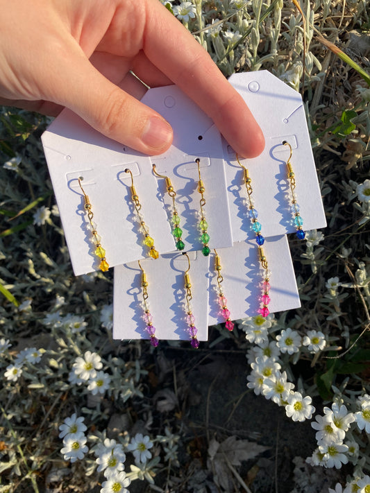 Color Gradient Gold Dangle Drop Crystal Bead Earrings