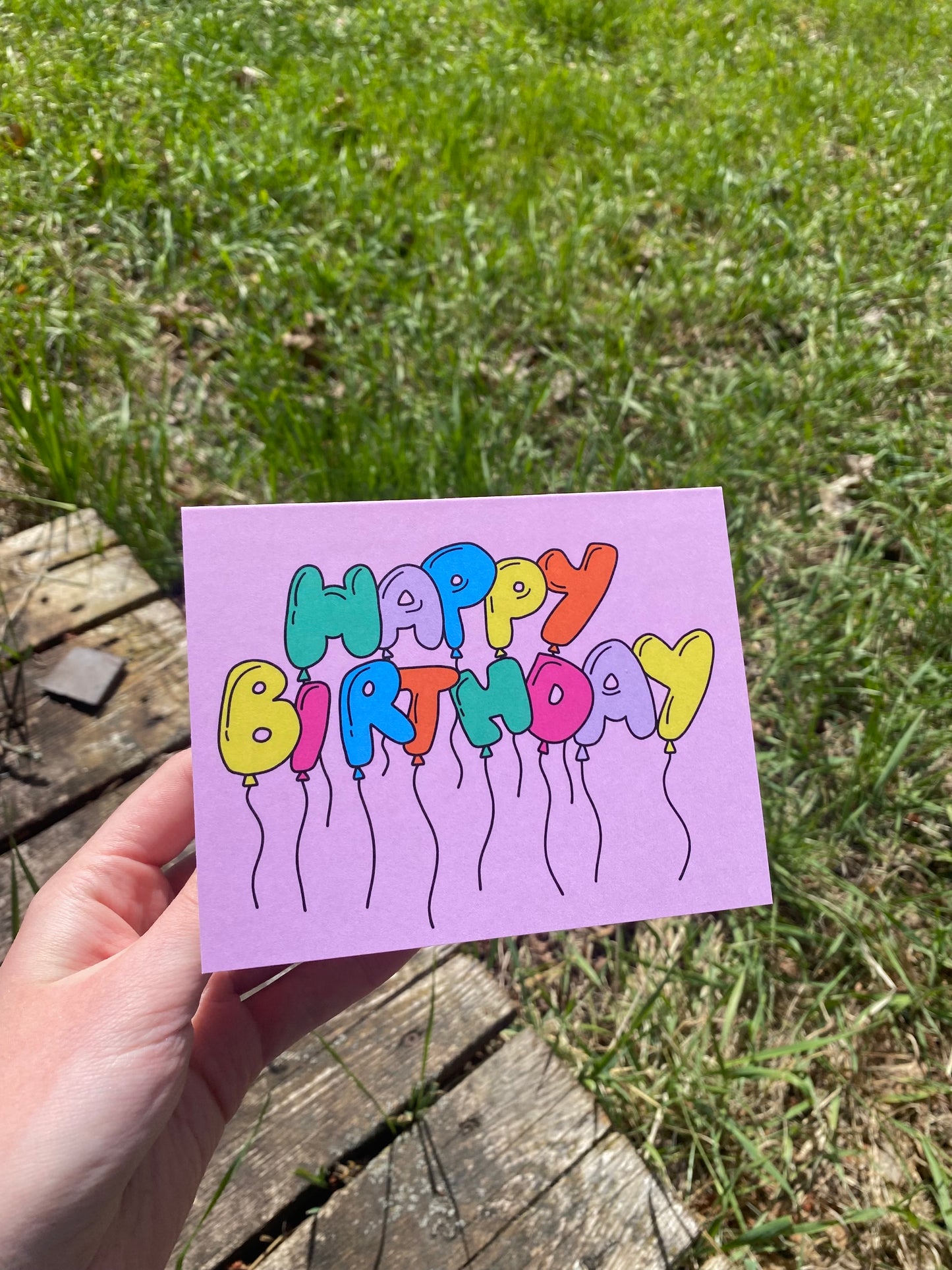 Happy Birthday Balloon Card in Pink or Green