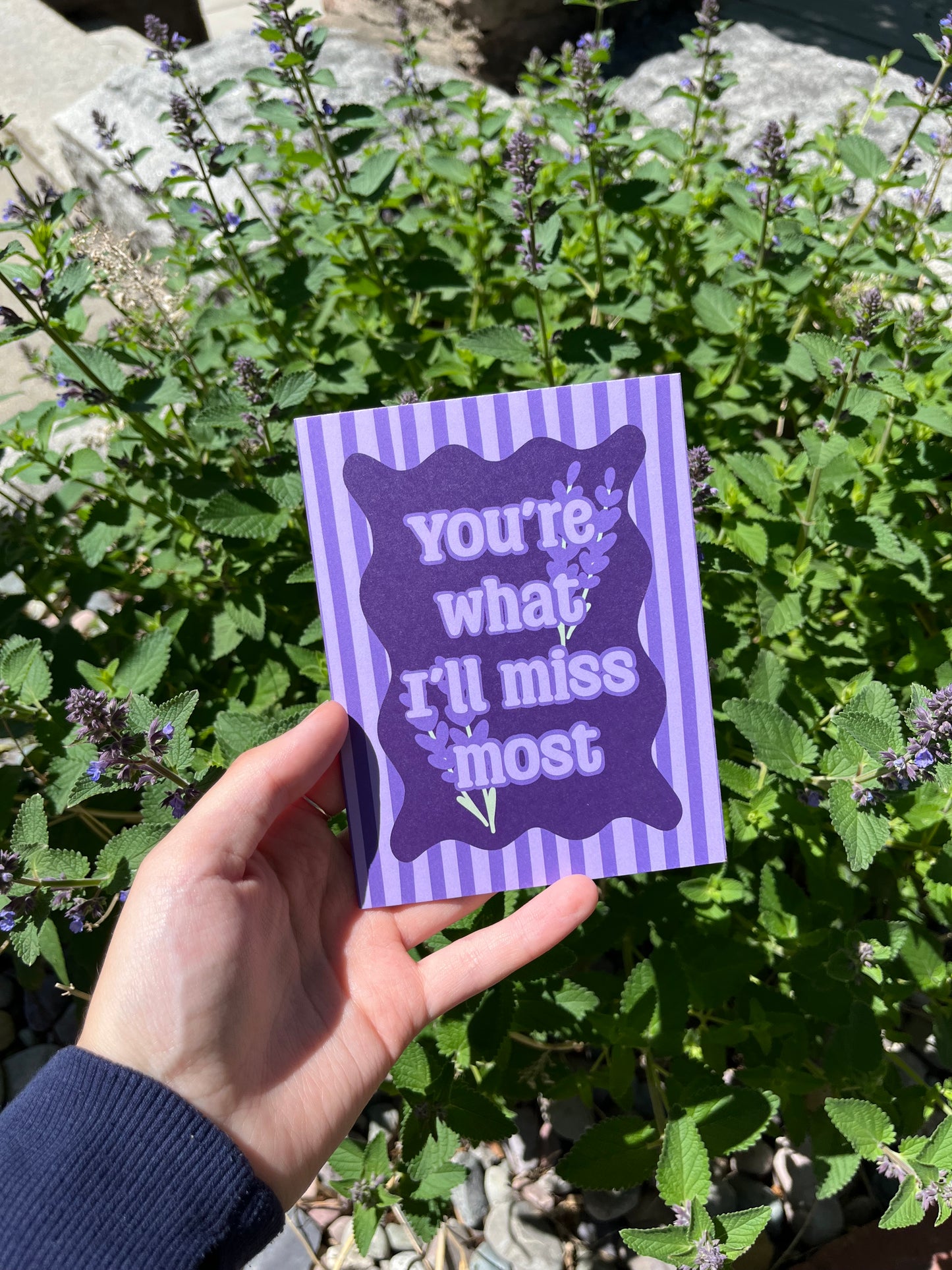 You're What I'll Miss Most Lavender Card