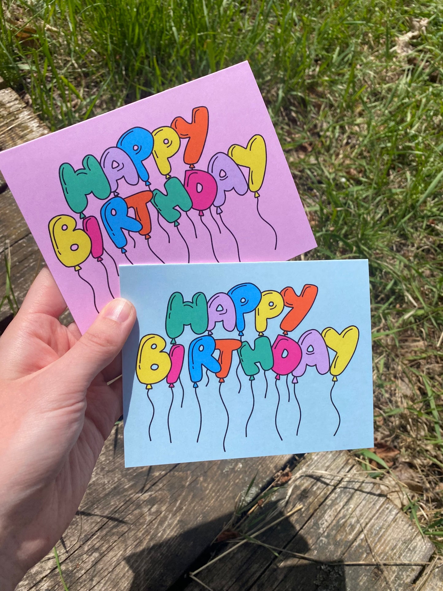 Happy Birthday Balloon Card in Pink or Green