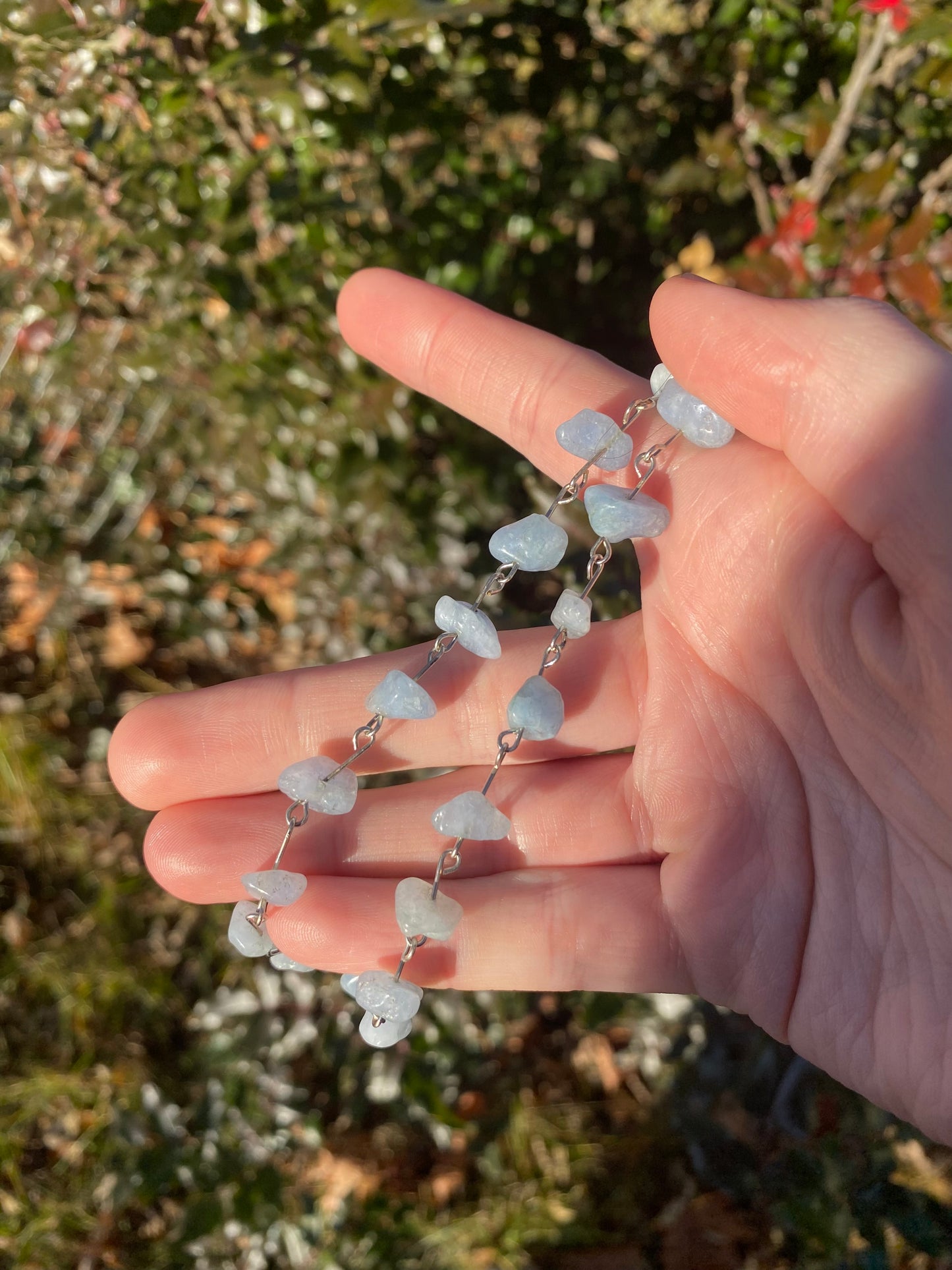 Ice Figure Skating Aquamarine Gemstone Silver Charm Necklace
