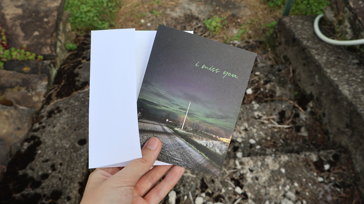 I Miss You Northern Lights Roadside Card
