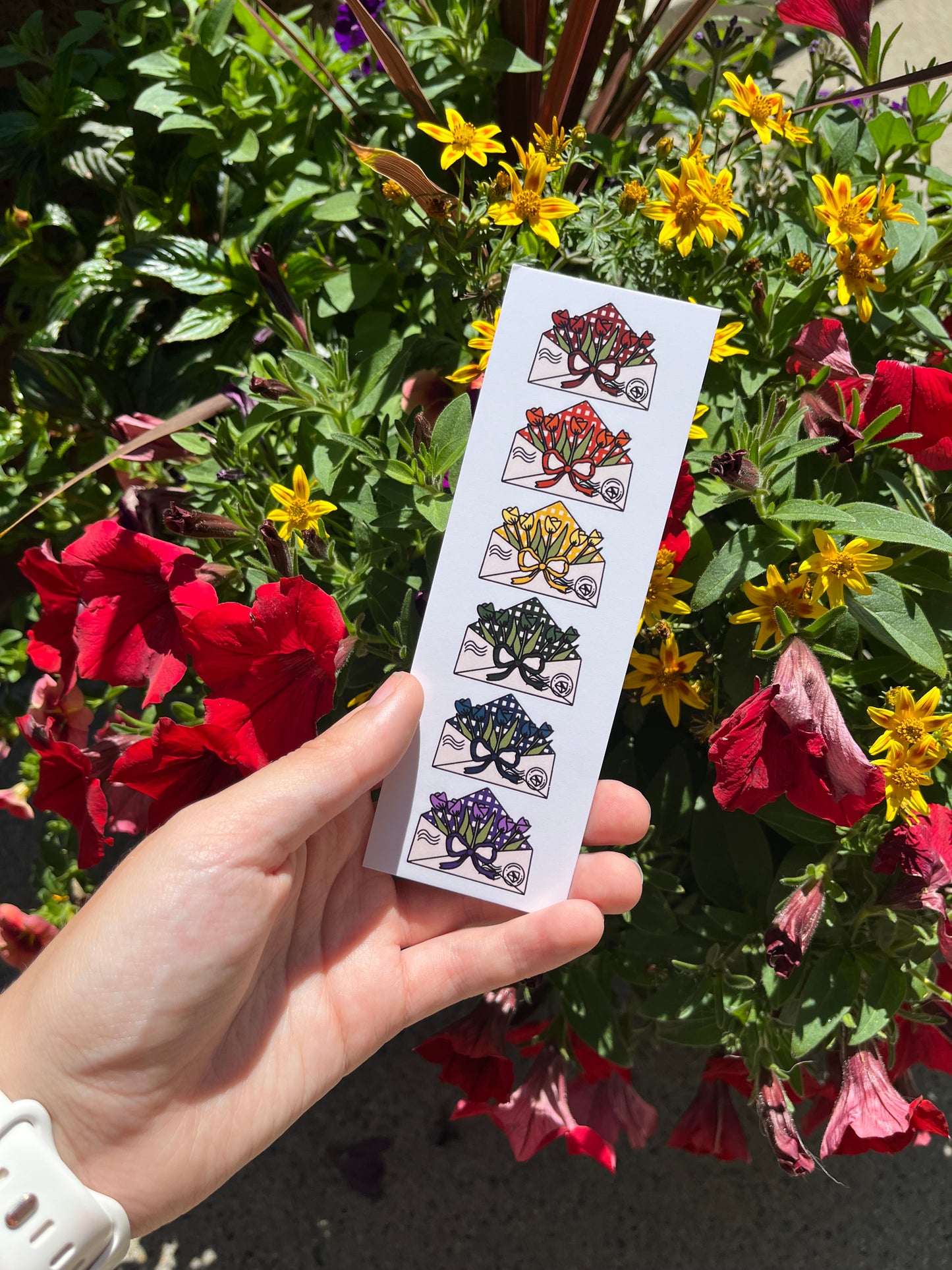 Rainbow Tulip Envelope Bookmark