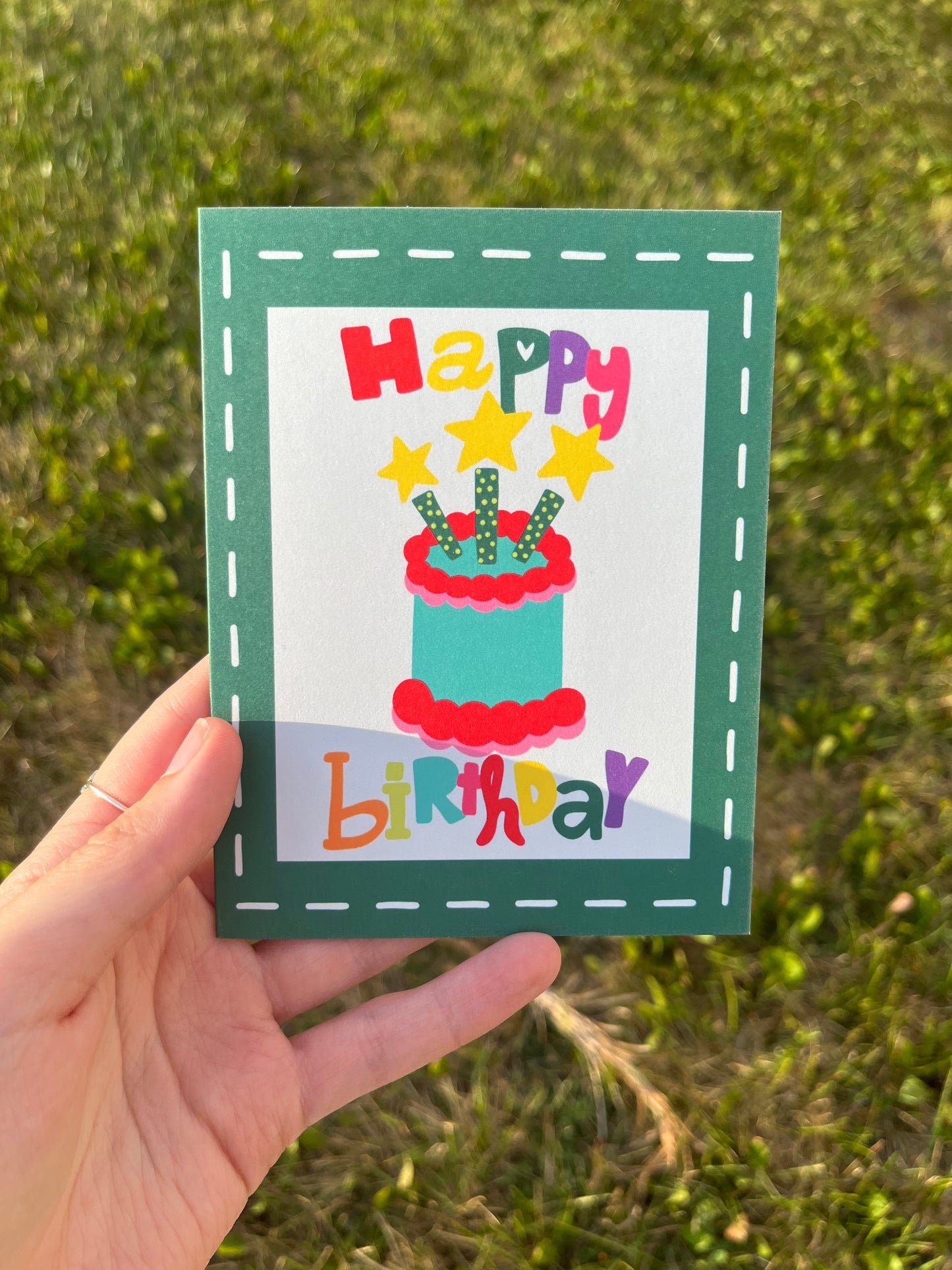 Happy Birthday Cake Colorful Card