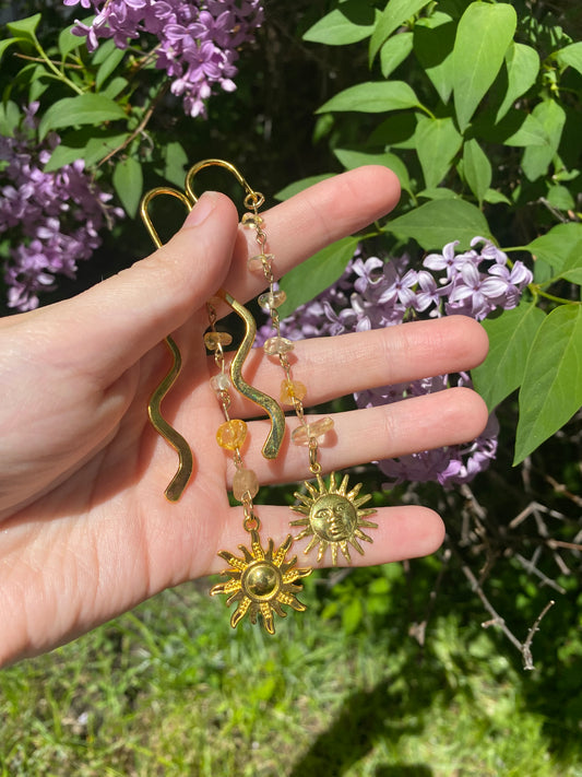 Gold Sun Quartz Wavy Gemstone Bookmark
