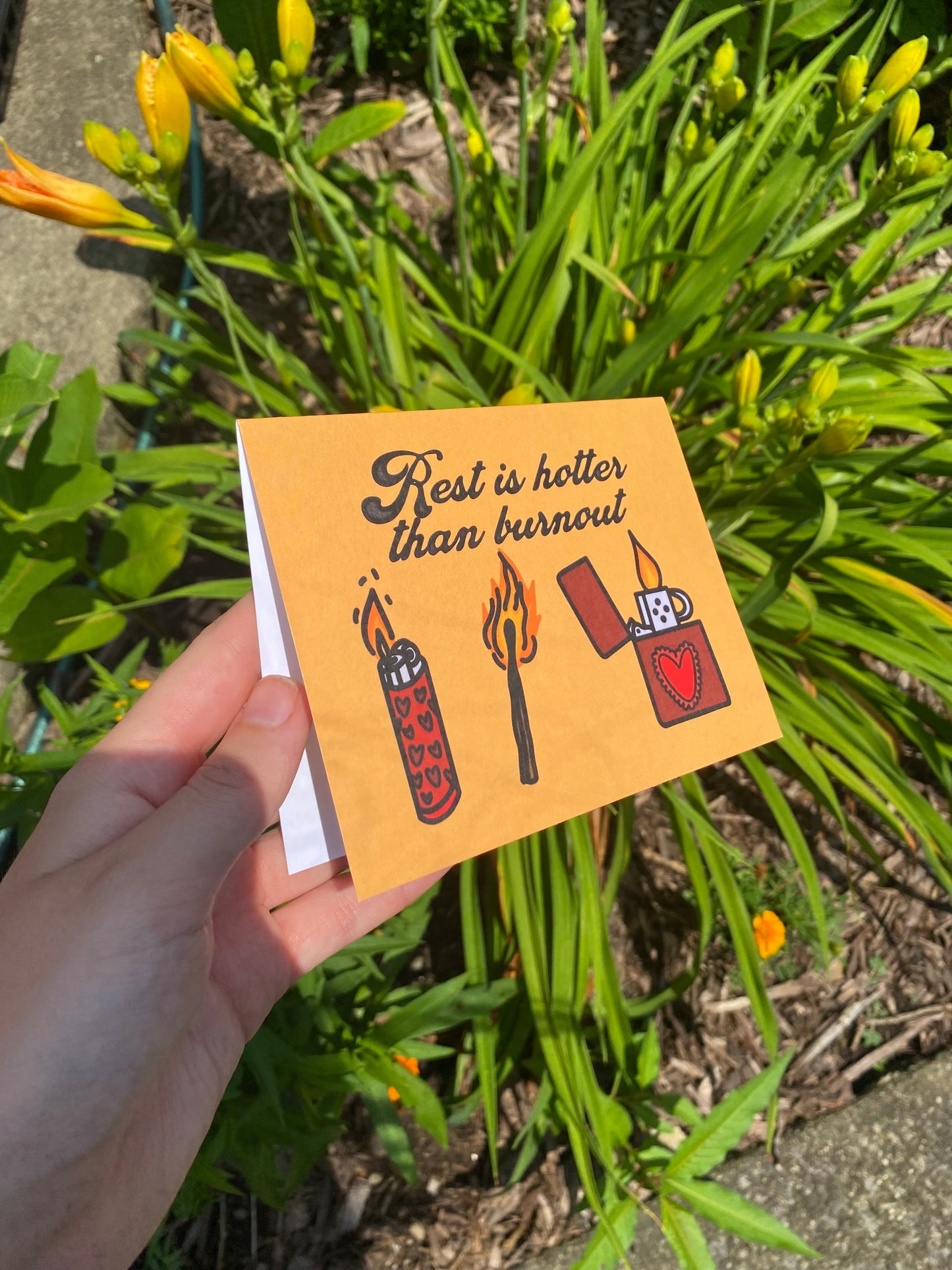 Rest Is Hotter Than Burnout Fire Card/Postcard