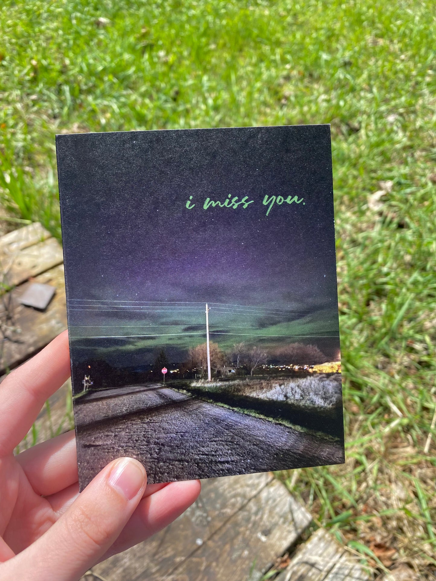 I Miss You Northern Lights Roadside Card