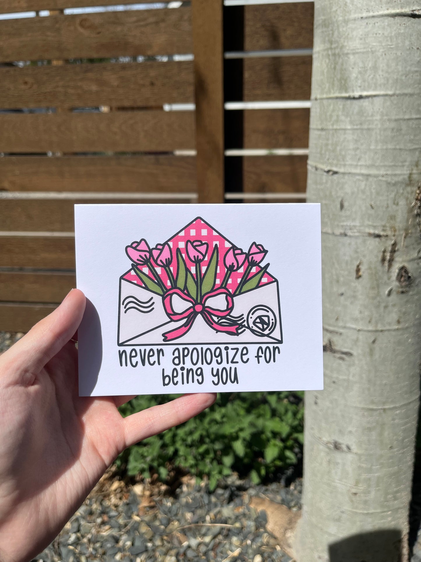 Loving Phrases Tulip Envelope Card Set (Or Singular Card)