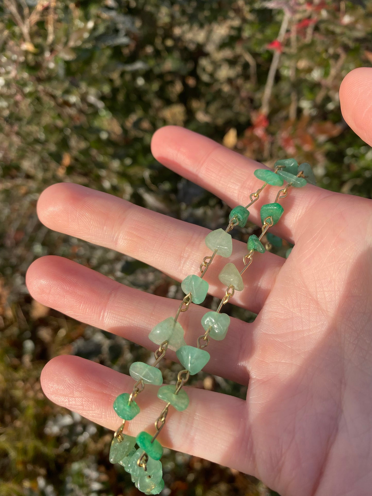 Strawberry Aventurine Fruit Gemstone Gold Charm Necklace