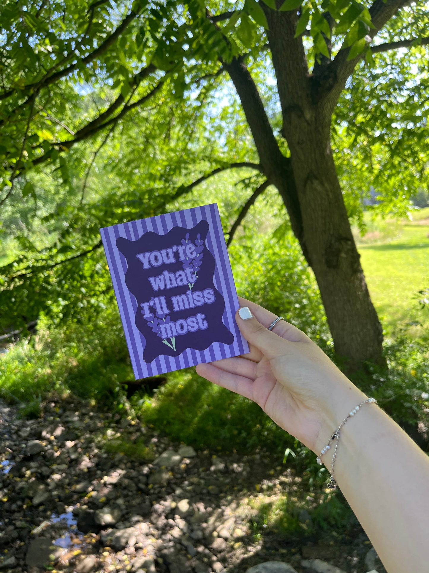 You're What I'll Miss Most Lavender Card