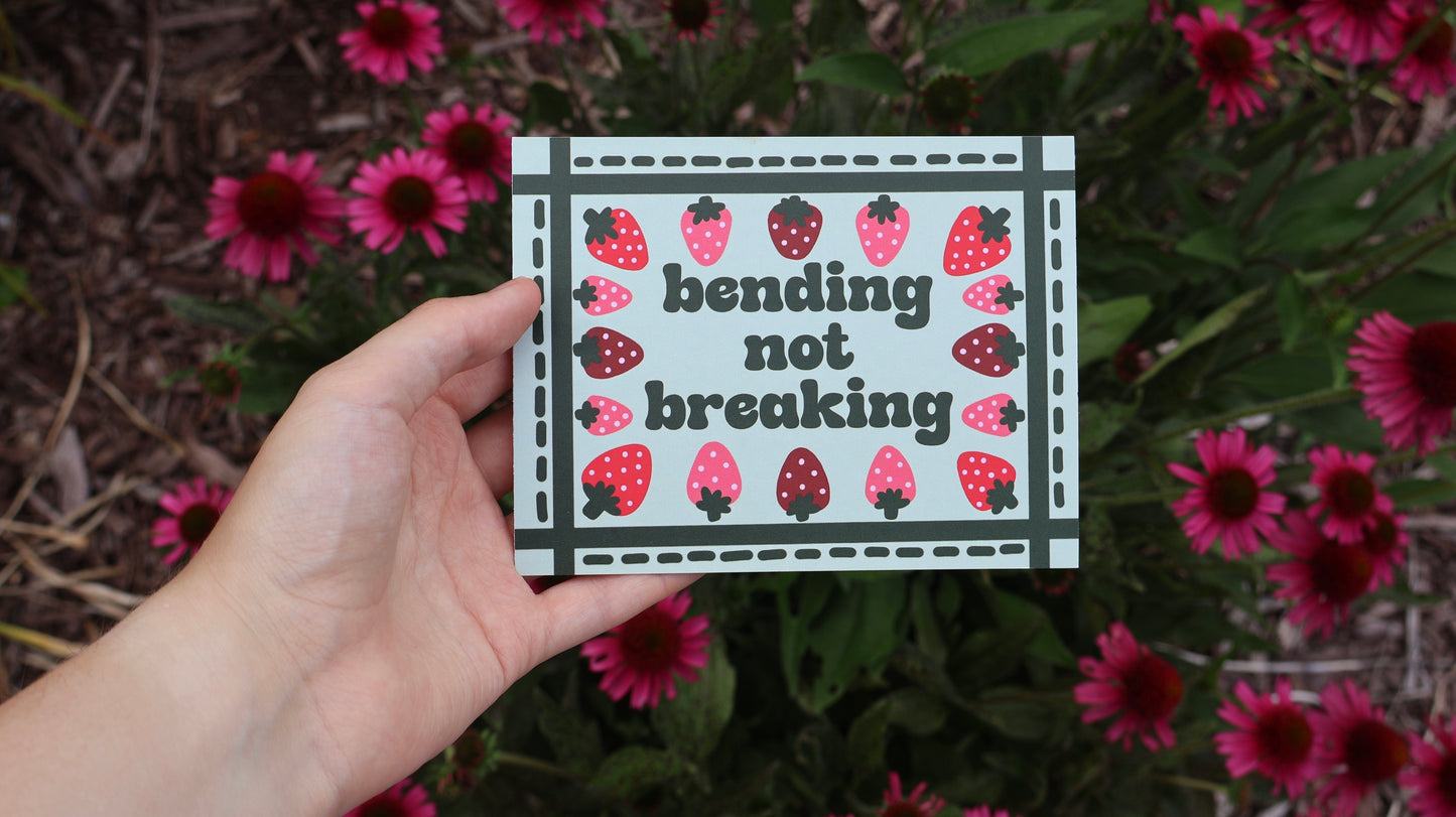 Bending Not Breaking Strawberry Postcard/Card