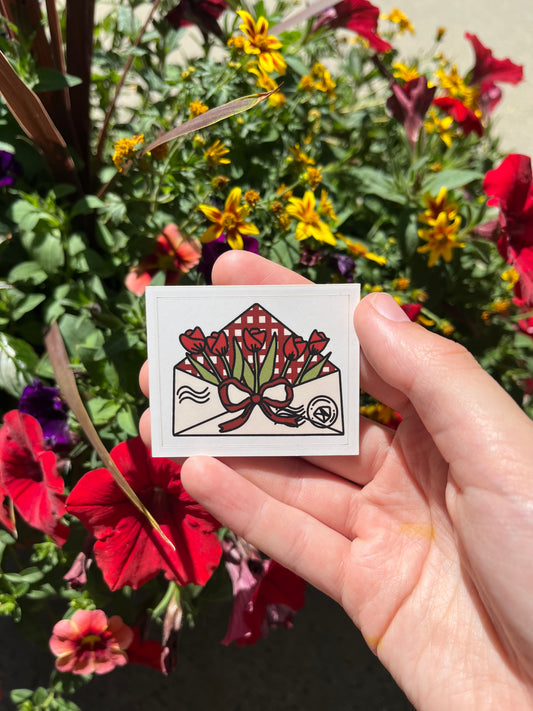 Red Tulip Flower Envelope Sticker