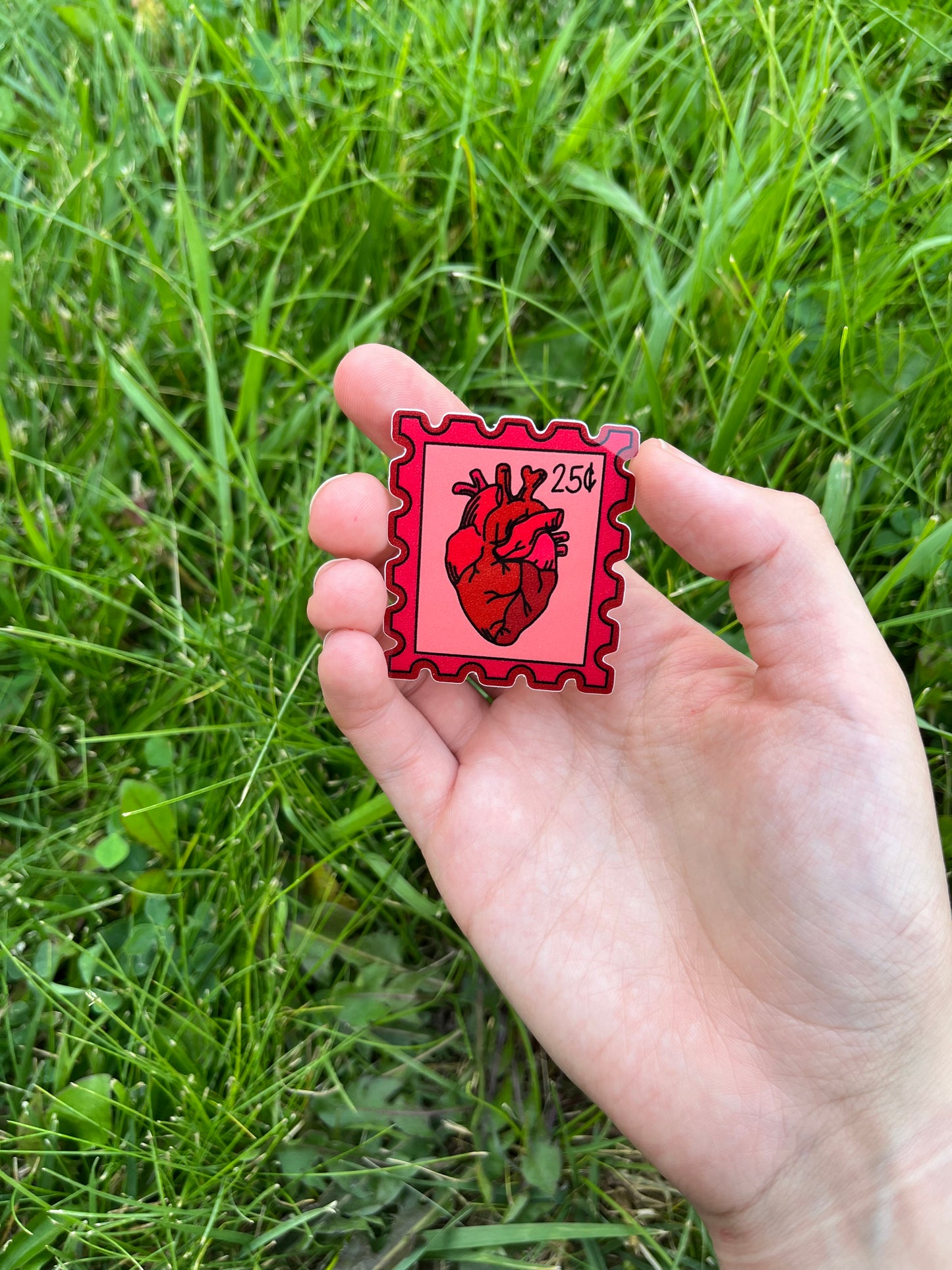 Anatomical Heart Postage Stamp Design Adhesive Sticker