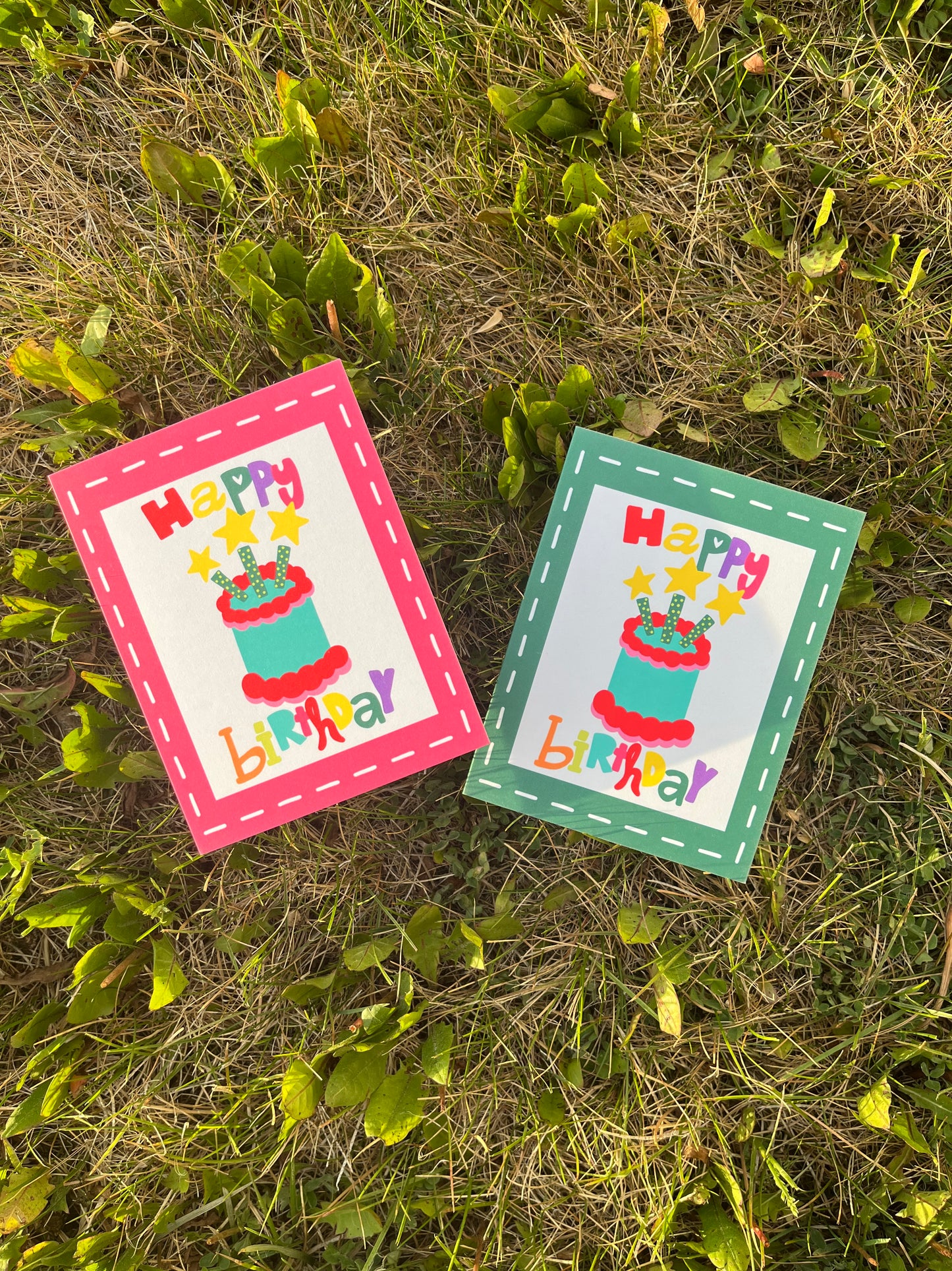 Happy Birthday Cake Colorful Card