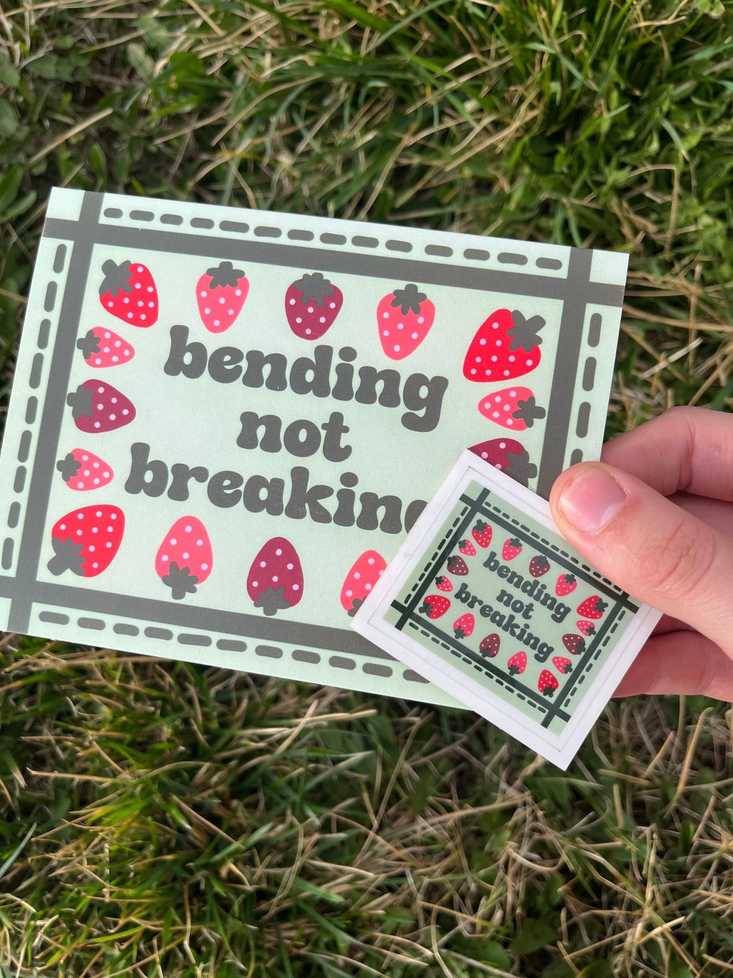 Bending Not Breaking Strawberry Postcard/Card