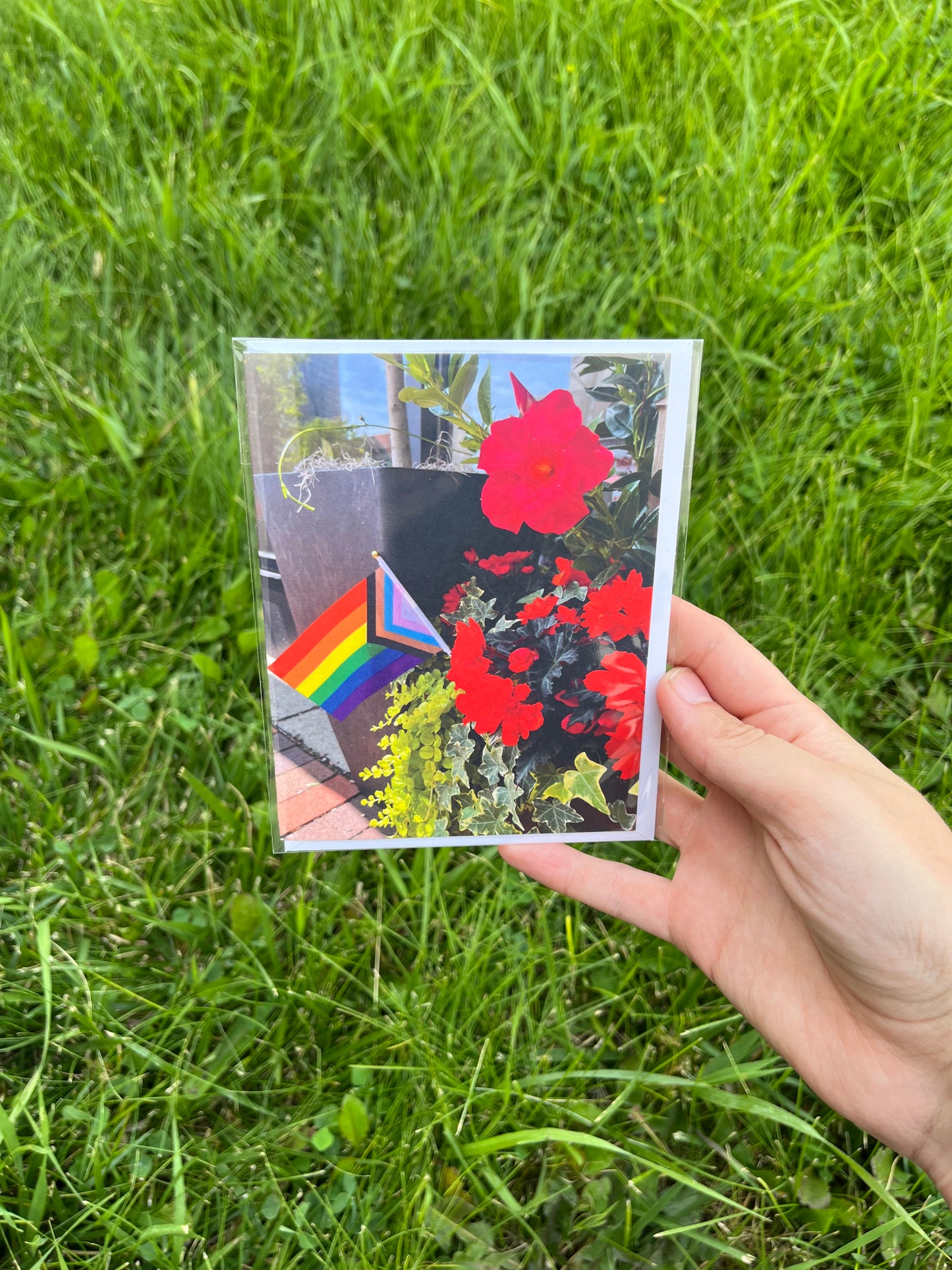 Progressive Pride Flag in Flower Pot Card
