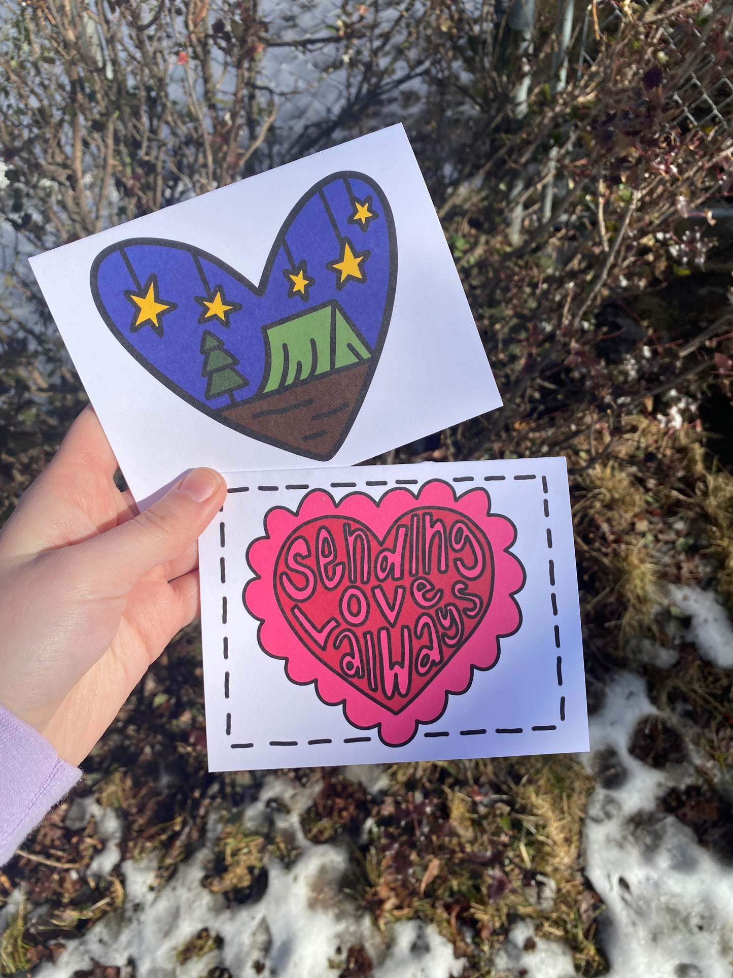 Sending Love Always Pink Heart Card or Postcard