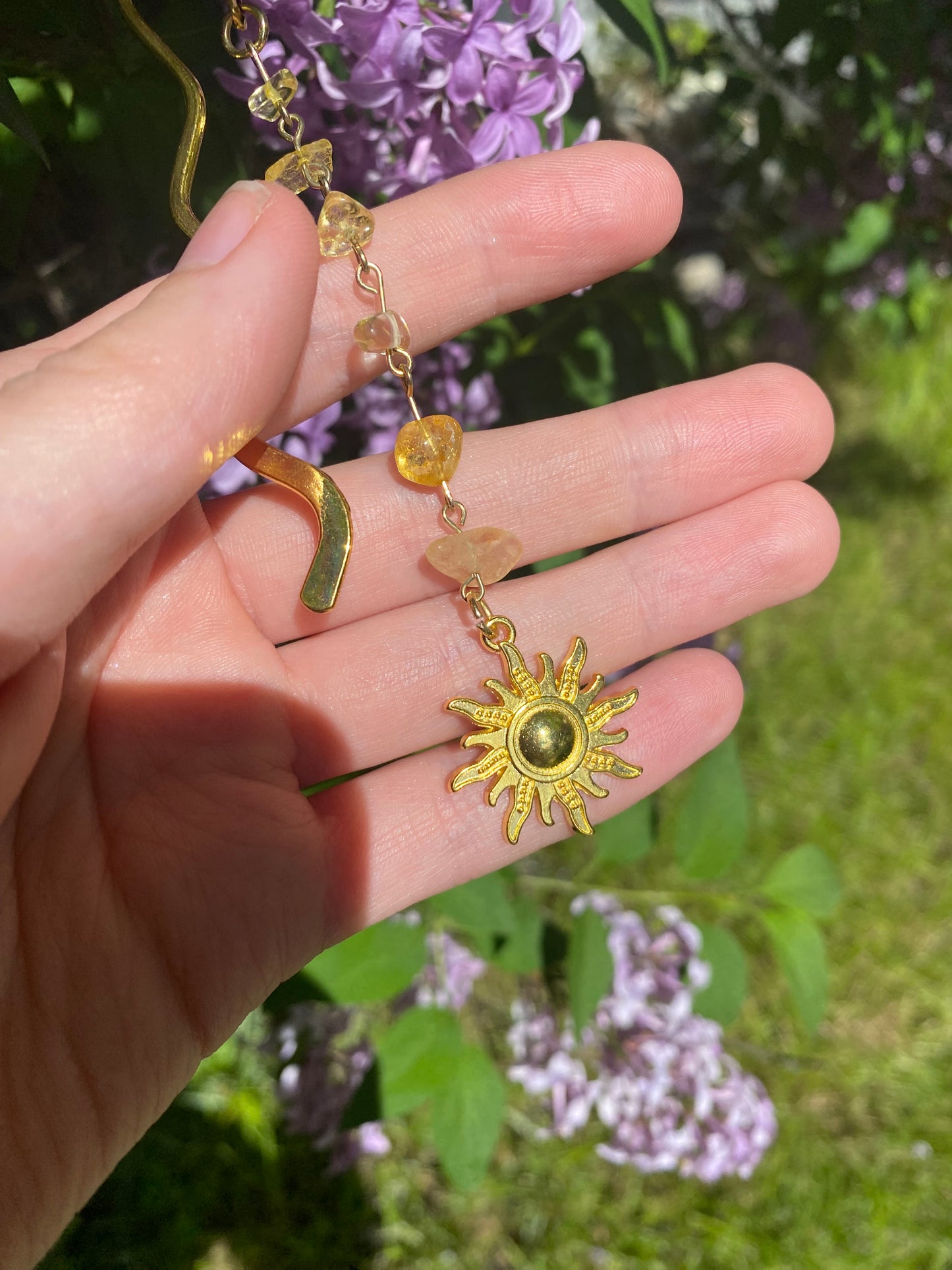 Gold Sun Quartz Wavy Gemstone Bookmark