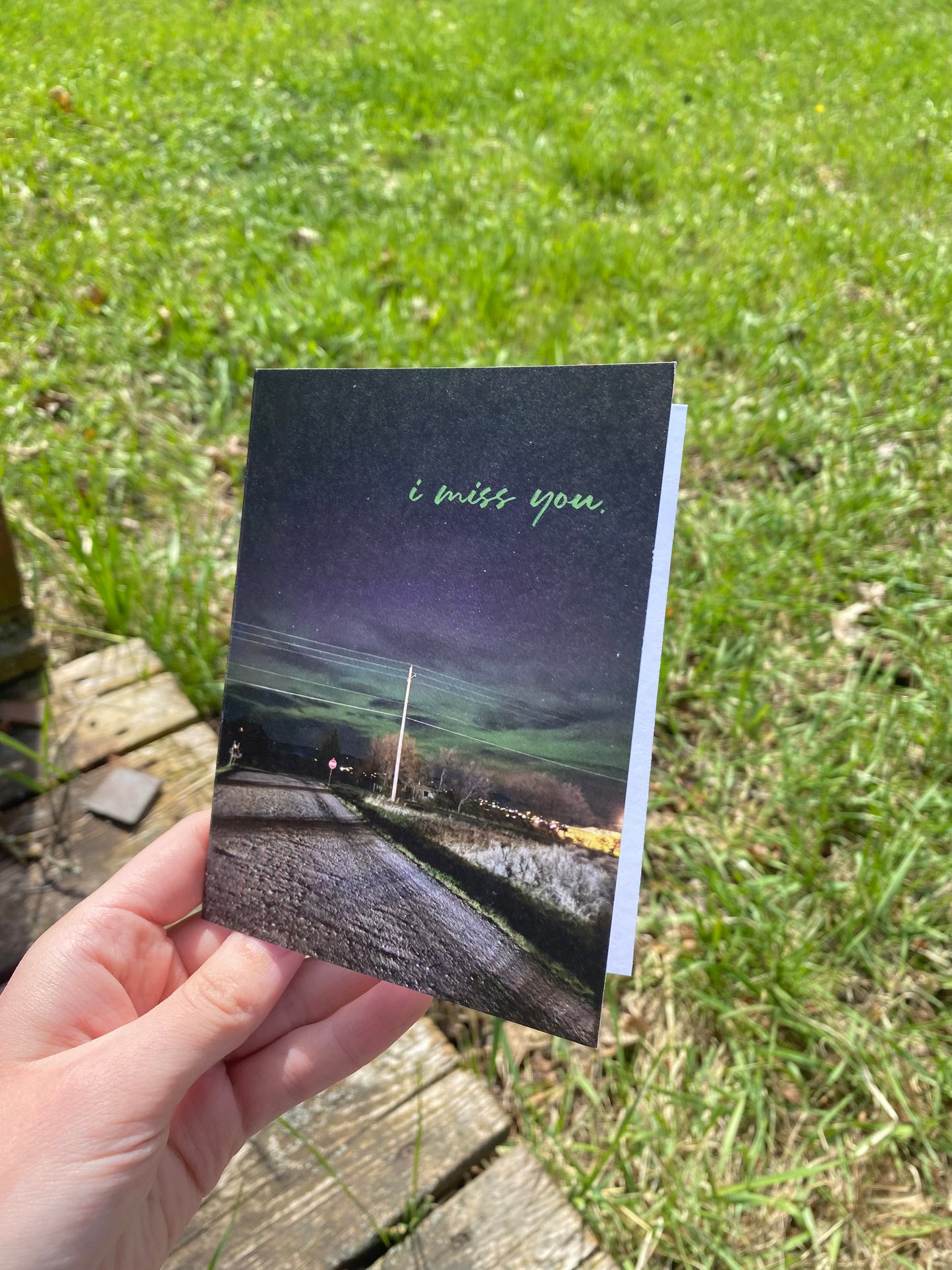 I Miss You Northern Lights Roadside Card