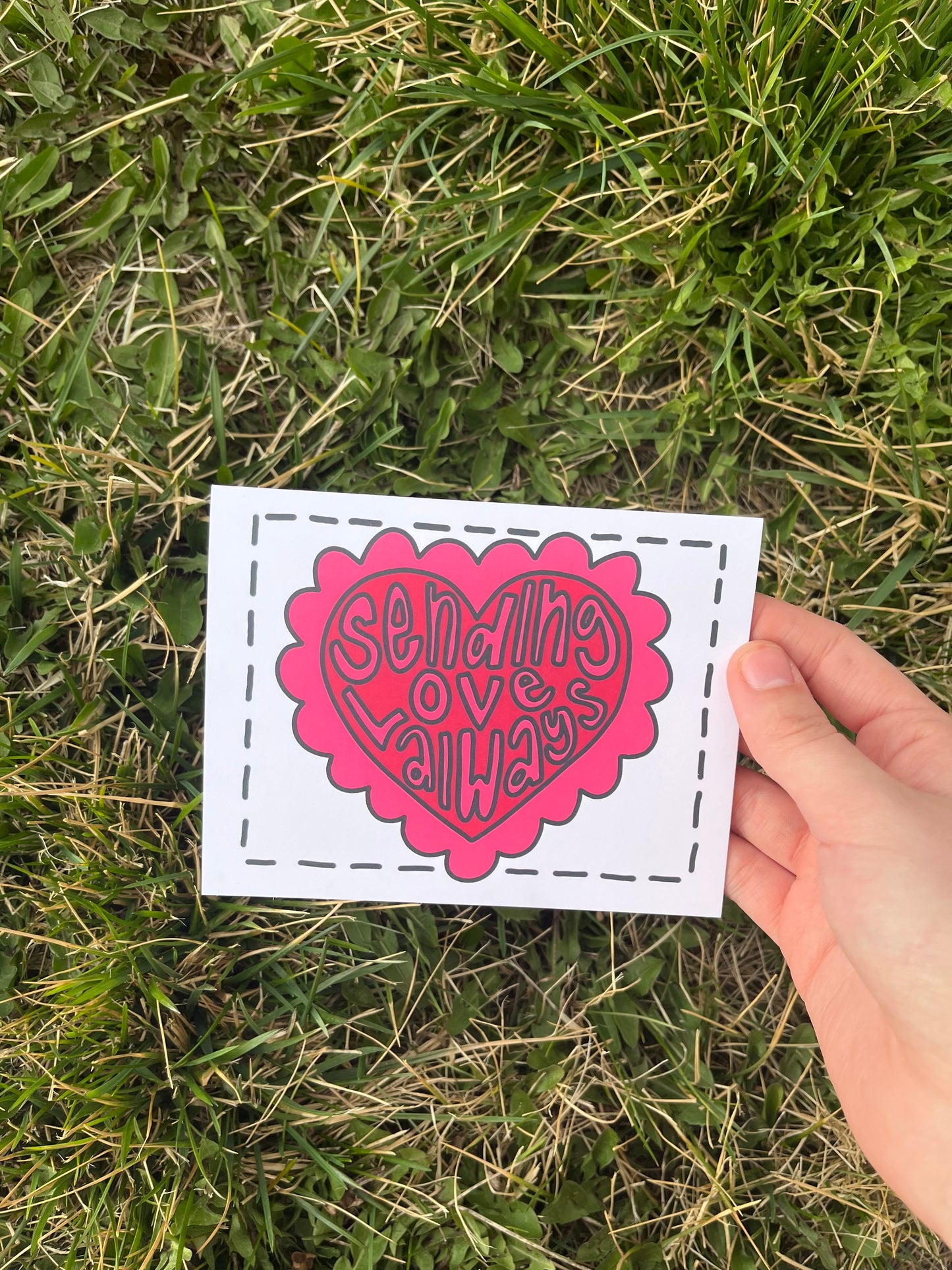 Sending Love Always Pink Heart Card or Postcard