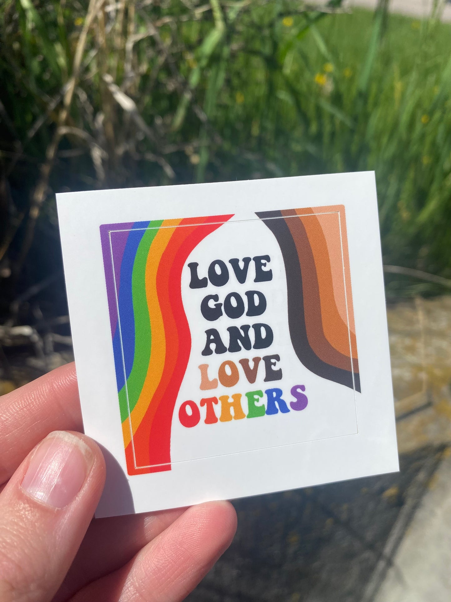 Love God and Love Others Inclusivity Adhesive Sticker