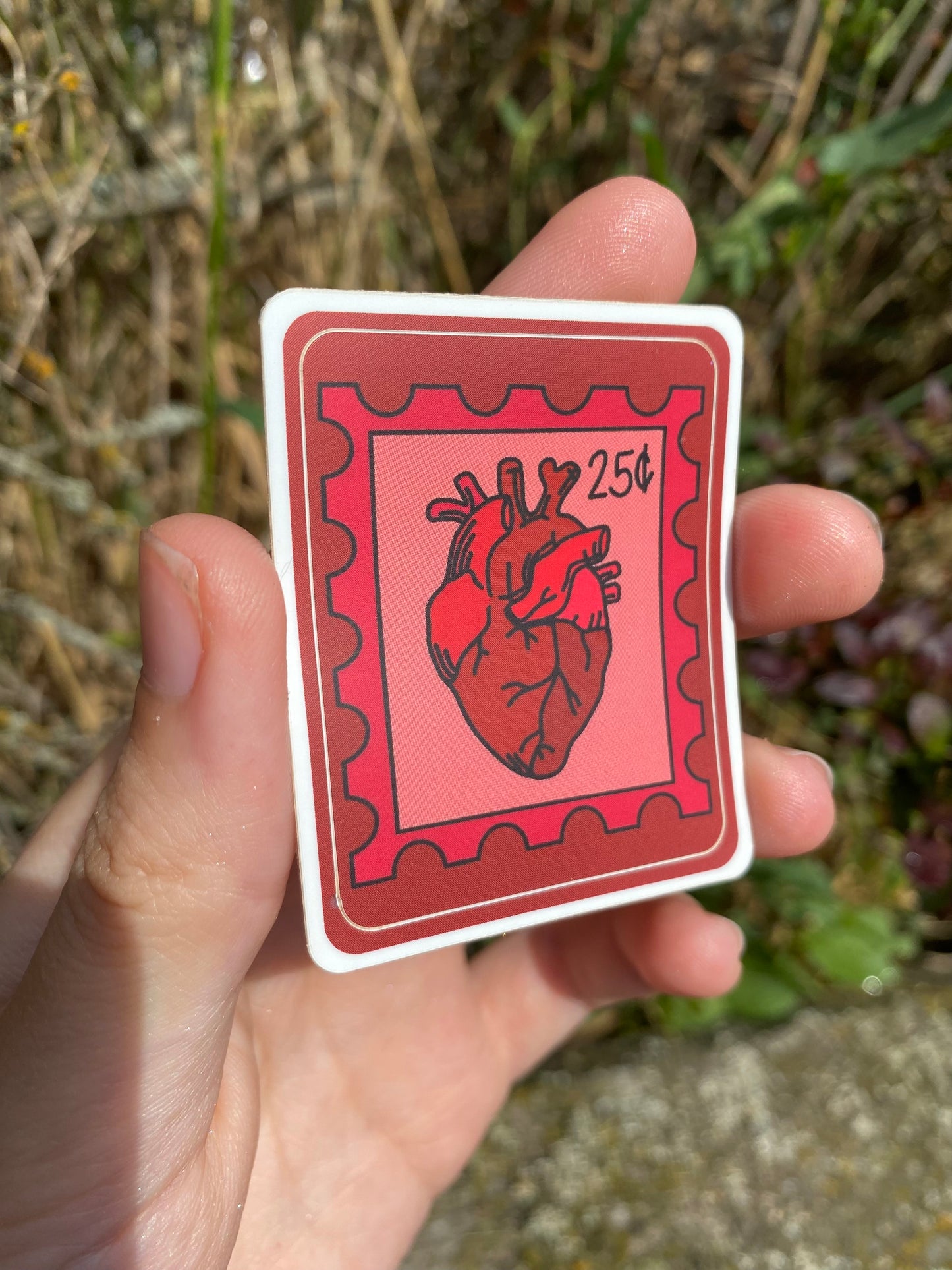 Anatomical Heart Postage Stamp Design Adhesive Sticker