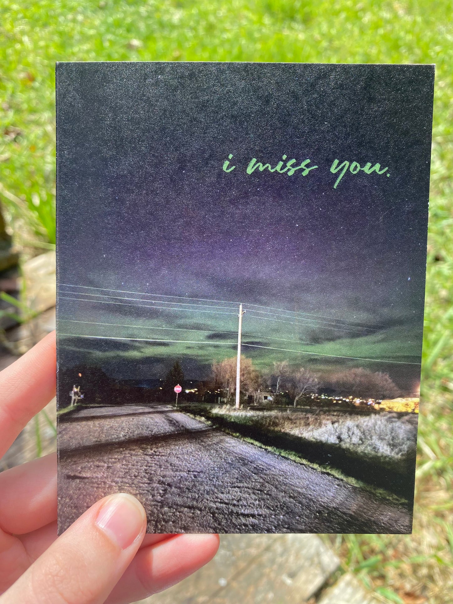 I Miss You Northern Lights Roadside Card