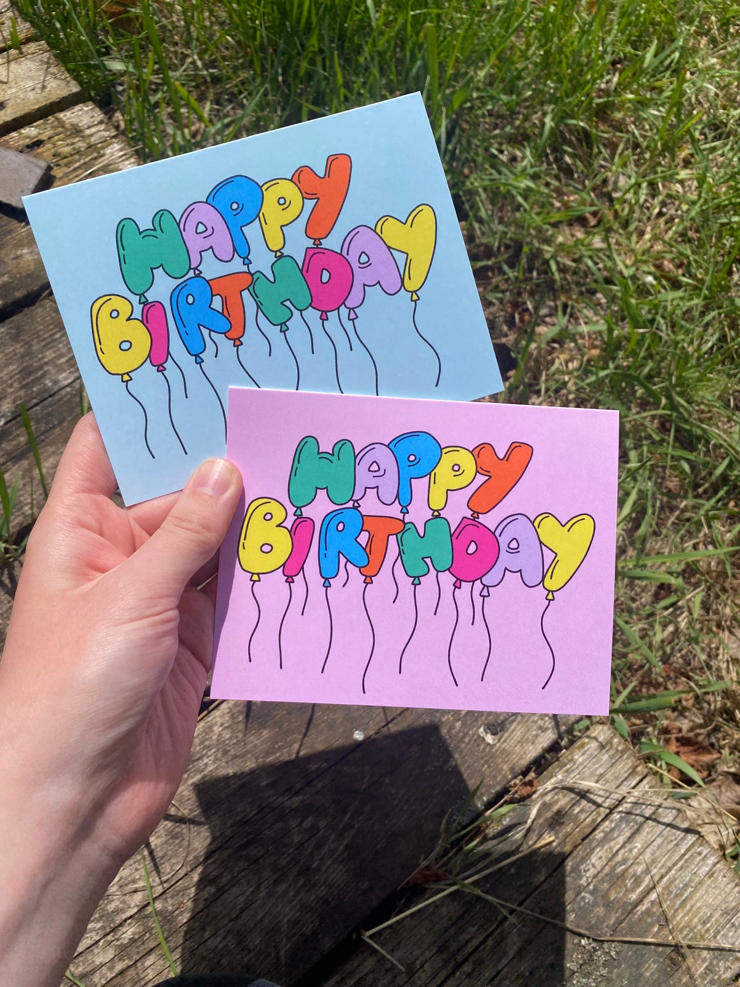 Happy Birthday Balloon Card in Pink or Green