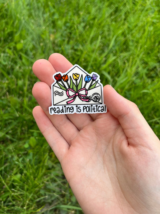 Reading Is Political Tulip Envelope Sticker