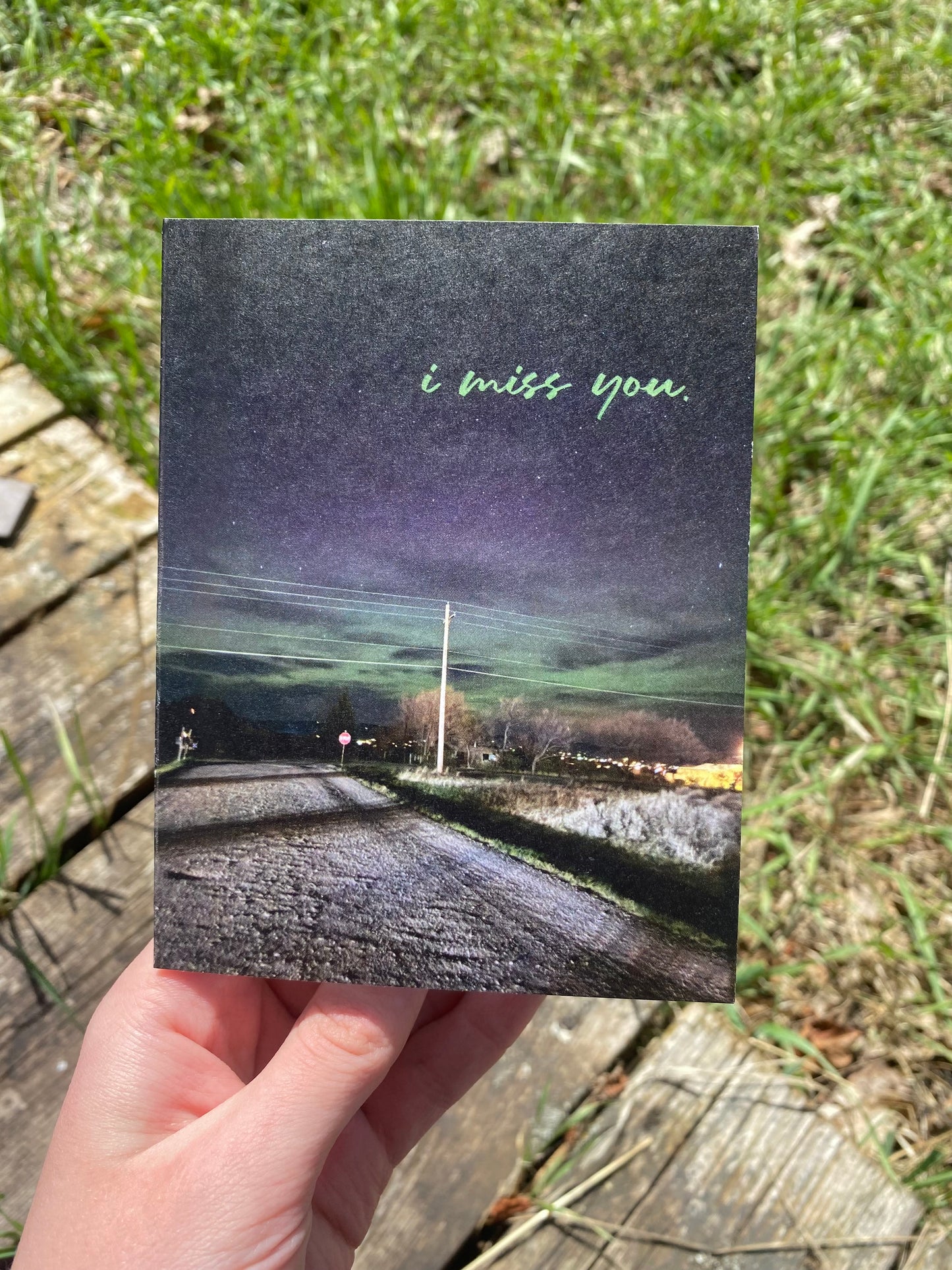I Miss You Northern Lights Roadside Card
